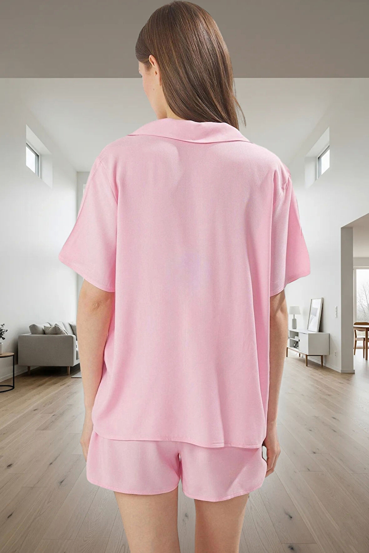 Yazlık Homewear Pijama Takımı Viskoz Regular Şortlu Profesyonel Görünüm Özel Tasarım