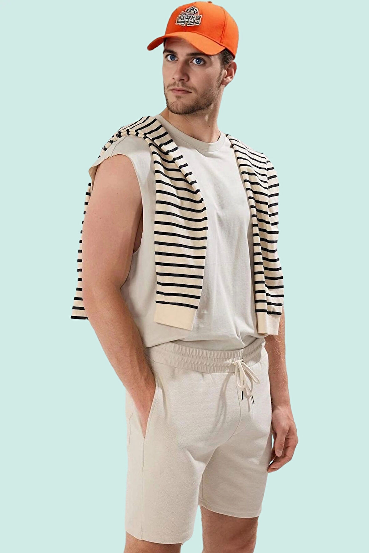 Erkek Örme Şort Boru Paça Normal Bel Yaz Aylarının Rahatlığı Günlük Kullanım Modern Tasarım