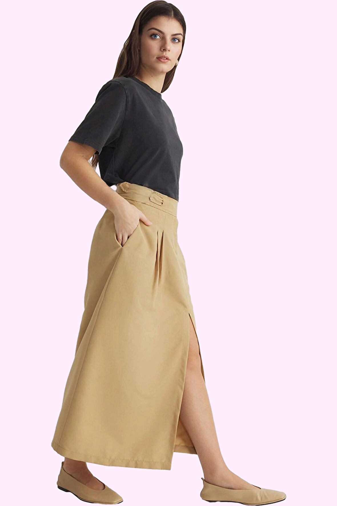 Kadın Günlük Maxi Etek Polyester Gabardin Kumaş Yazlık Hafta Sonu Yaz Aylarının Vazgeçilmezi