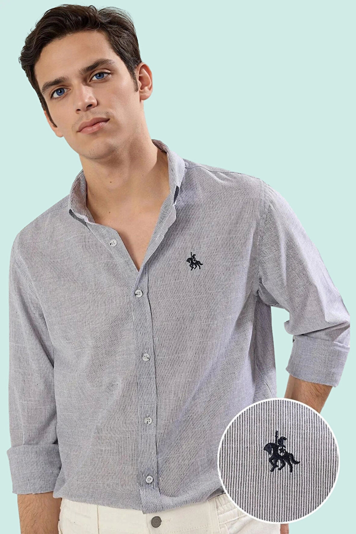 Erkek Dokuma Gömlek Regular Fit Çizgili Desen Yazlık Günlük Kullanım Yaz Aylarının Vazgeçilmezi