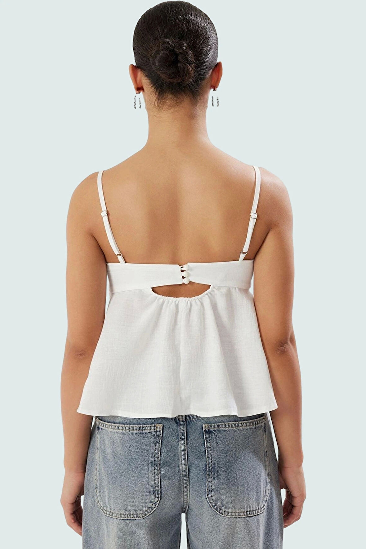 Rahat Günlük Kombinler İçin Kolsuz Bluz Keten Dokuma Fitted Kalıp Trend Tasarım