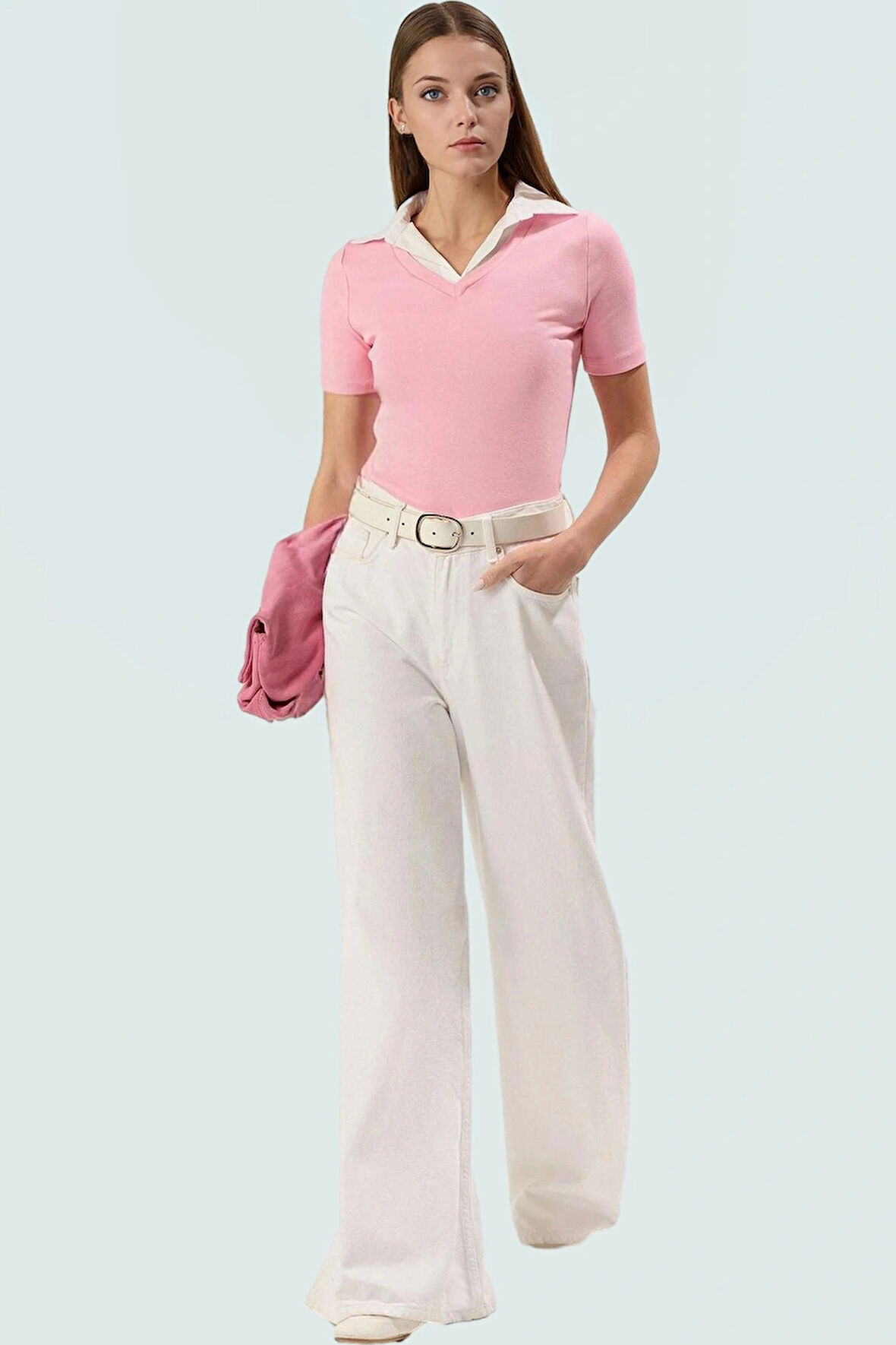 Yazlık Ribana Bluz Modern Fitted Kalıp ve Polo Yaka Dayanıklı Malzeme Stil