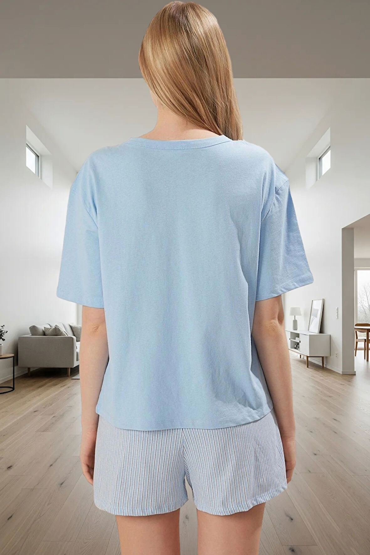 Örme Pamuklu Pijama Takımı Şortlu ve Rahat Kaliteli İşçilik Uzun Ömürlü Zarifane Tasarım