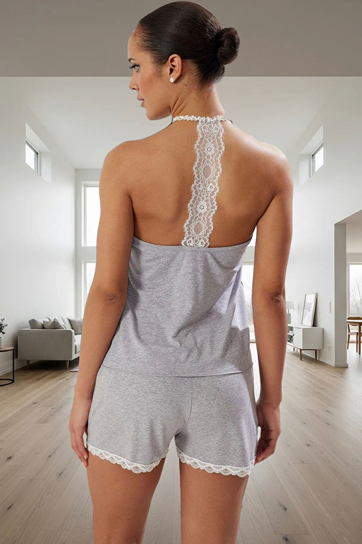 Rahat ve Şık Viskoz Pijama Takımı Dantel Detay Yazlık 2'li Set Kaliteli İşçilik Uzun Ömürlü