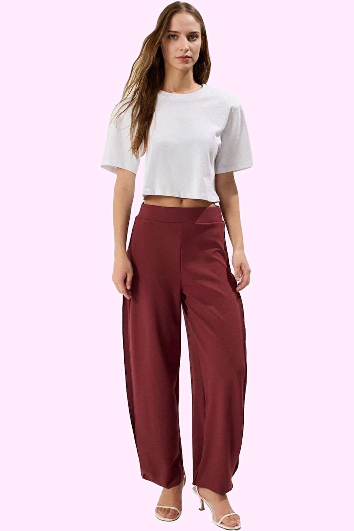 Kadın Regular Örme Pantolon Yüksek Bel Geniş Paça Günlük Stil Hafta Sonu Dayanıklı Malzeme