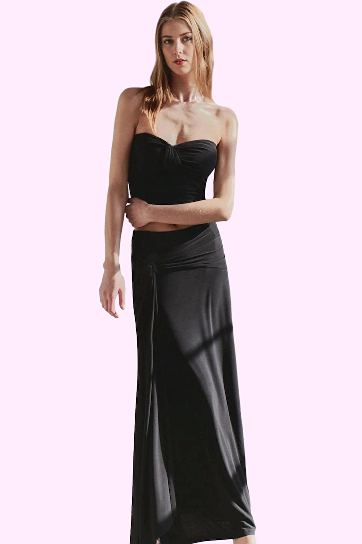 Kadın Aksesuar Detaylı Örme Maxi Etek Bodycone Siluet Şık Tasarım Yaz Aylarının Vazgeçilmezi