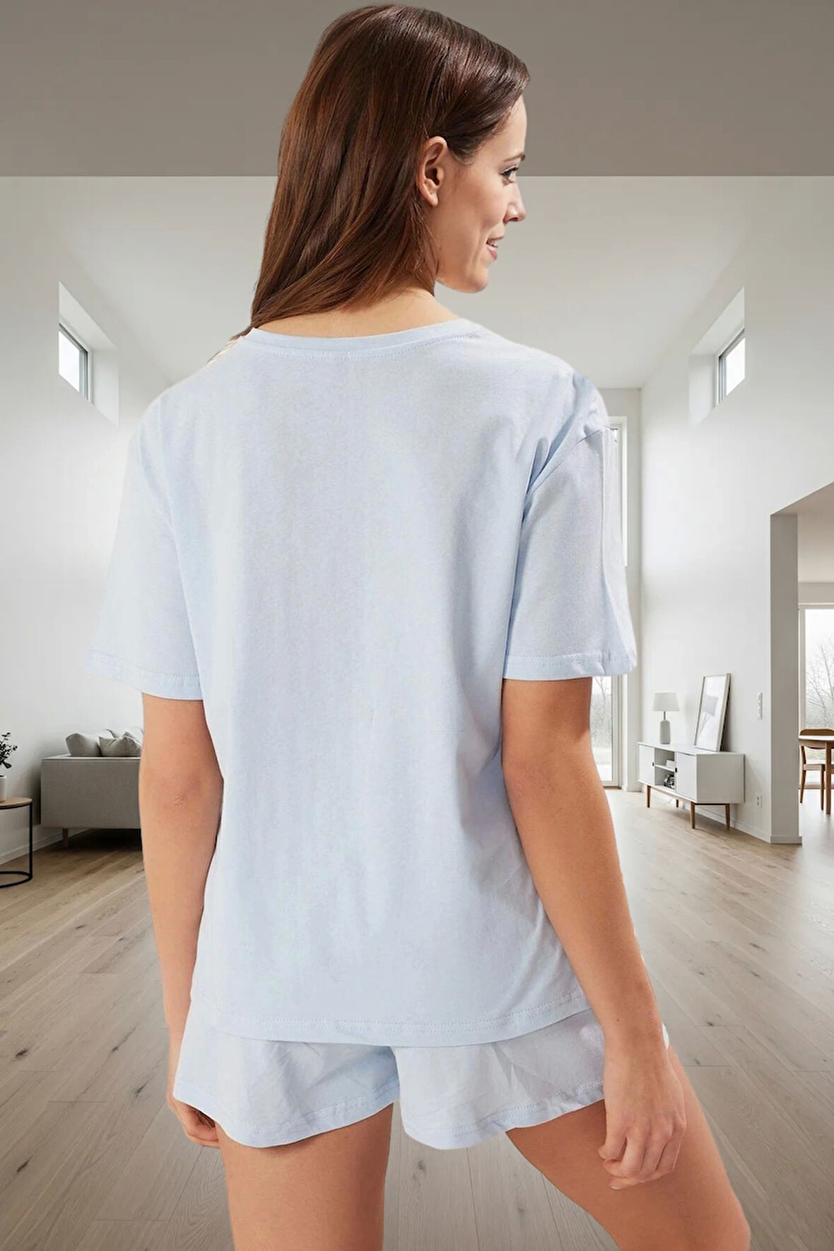 Rahat ve Şık Homewear Köpek Desenli 2'li Pamuklu Pijama Takımı Günlük Kullanım İçin Modern Stil