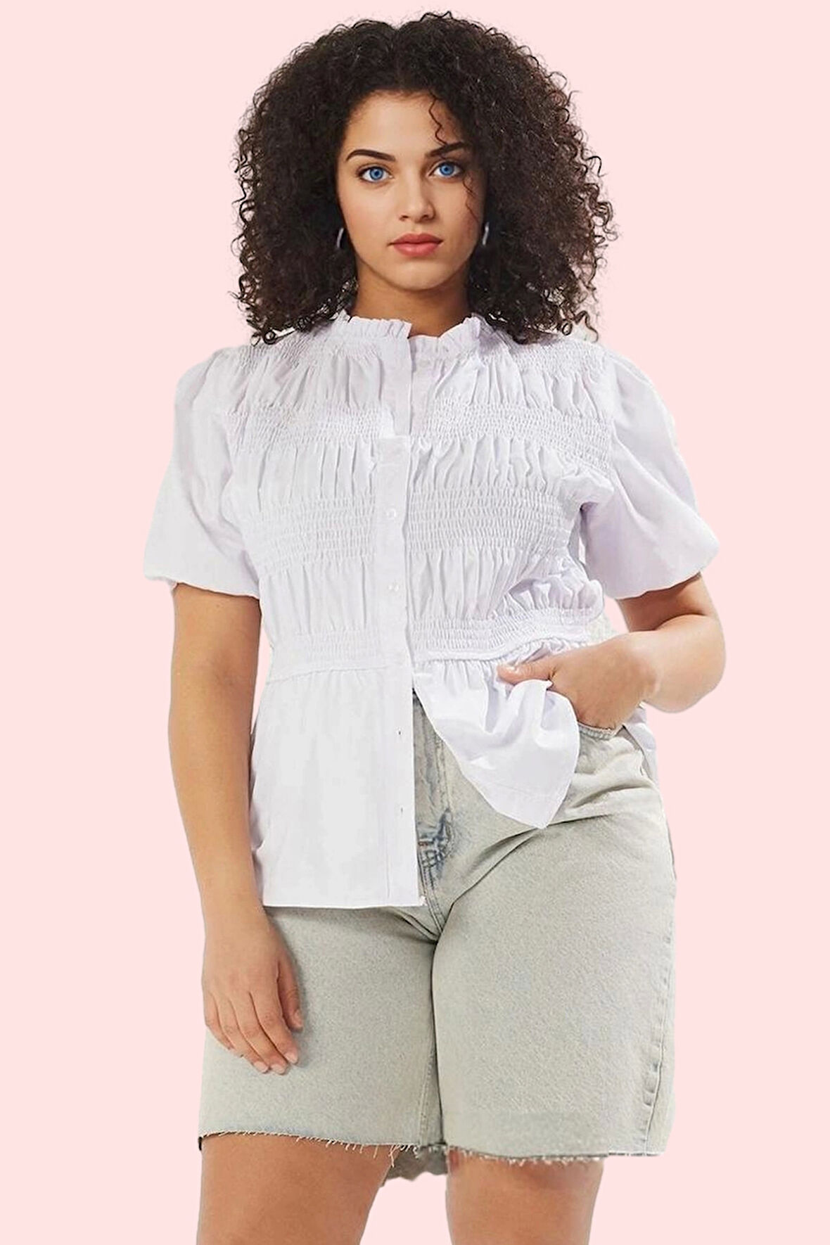 Kadın Büyük Beden Gömlek Kısa Kol Balon Regular Kalıp Günlük Hafta Sonu Yaz Aylarının Vazgeçilmezi