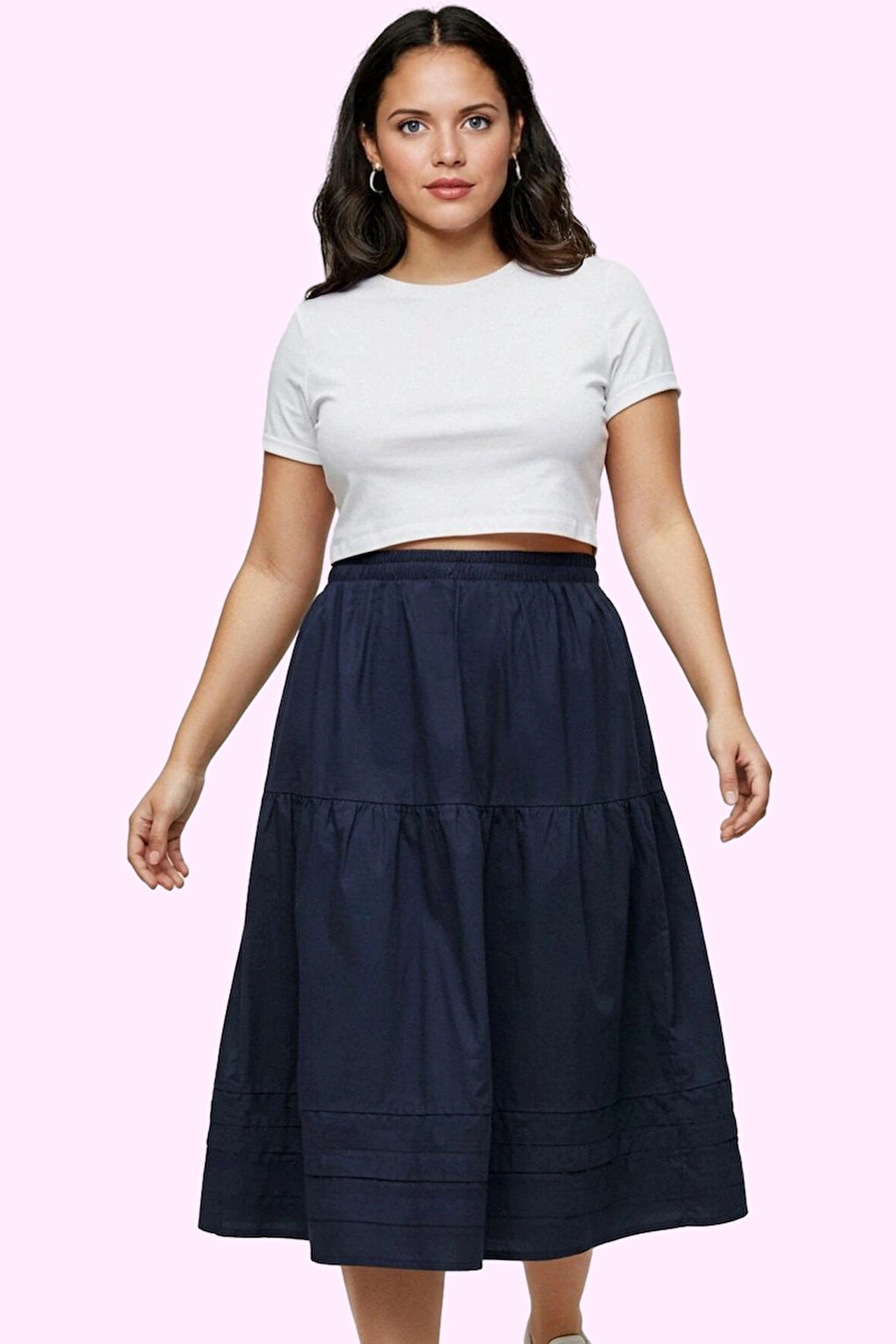 Kadın Günlük Midi Etek Pamuk Polyester A Line Kalıp Özel Günler Yaz Aylarının Vazgeçilmezi