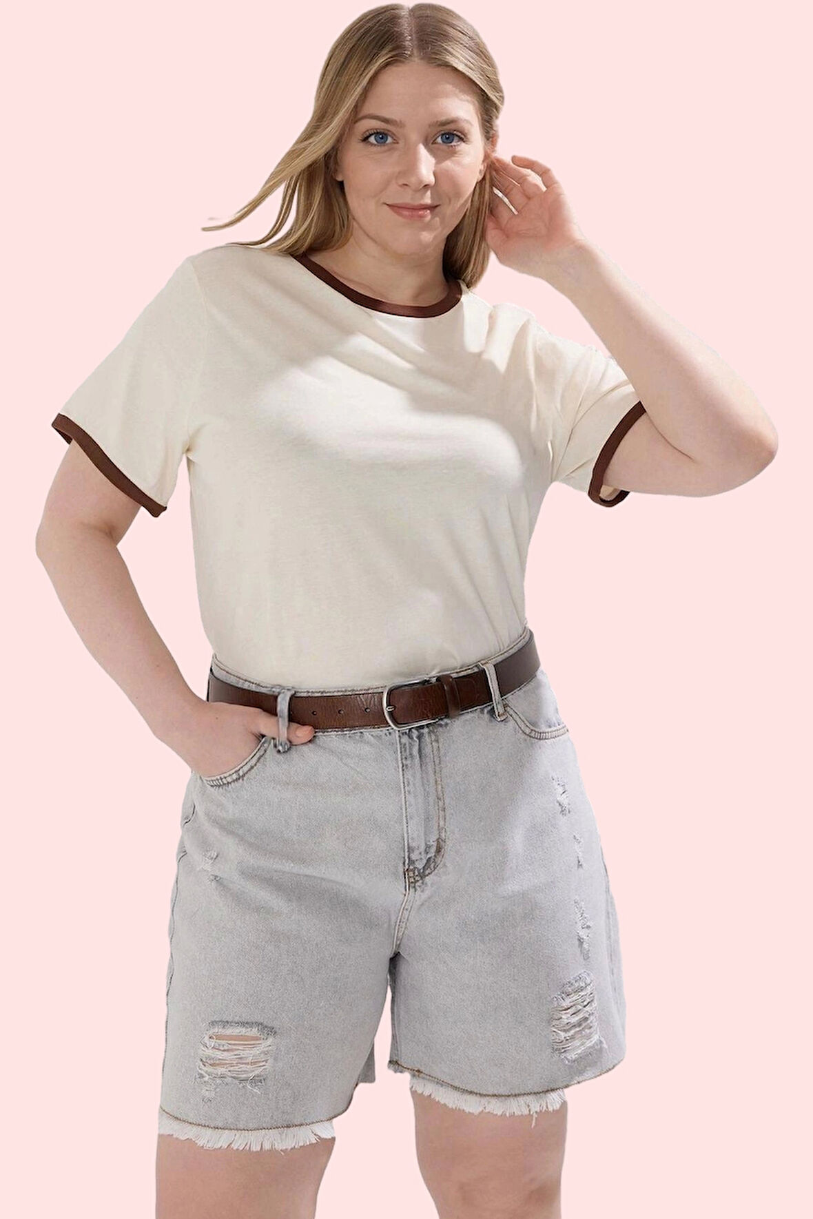 Kadın Büyük Beden Pamuk Denim Şort Yüksek Bel Günlük Stil Hafta Sonu Yaz Aylarının Vazgeçilmezi