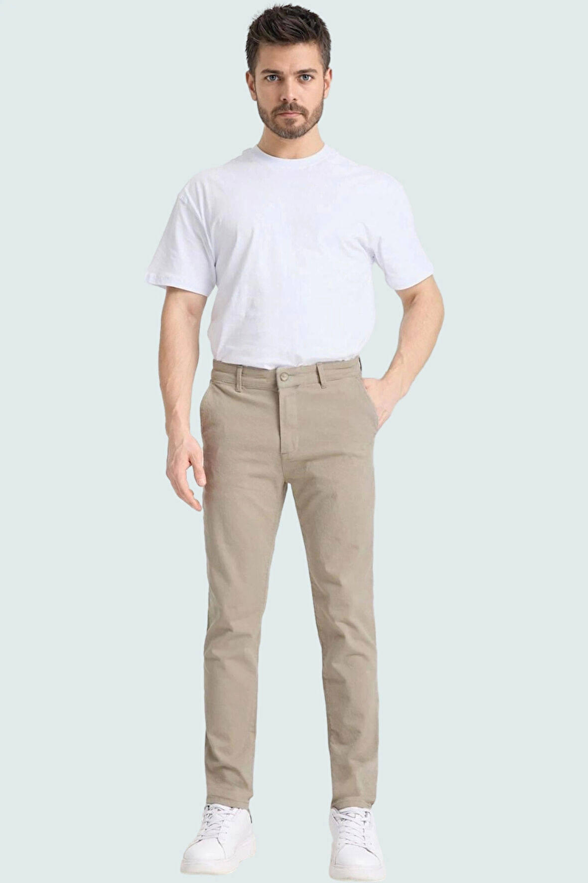 Erkek Casual Chino Pantolon Boru Paça Cigarette Kalıp Pamuk Günlük Kullanım Modern Tasarım