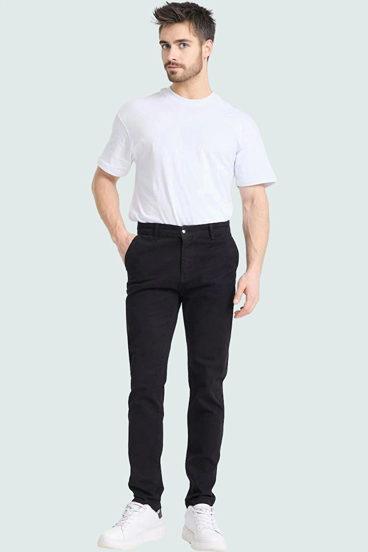 Erkek Casual Chino Pantolon Boru Paça Cigarette Kalıp Pamuk Günlük Kullanım Modern Tasarım