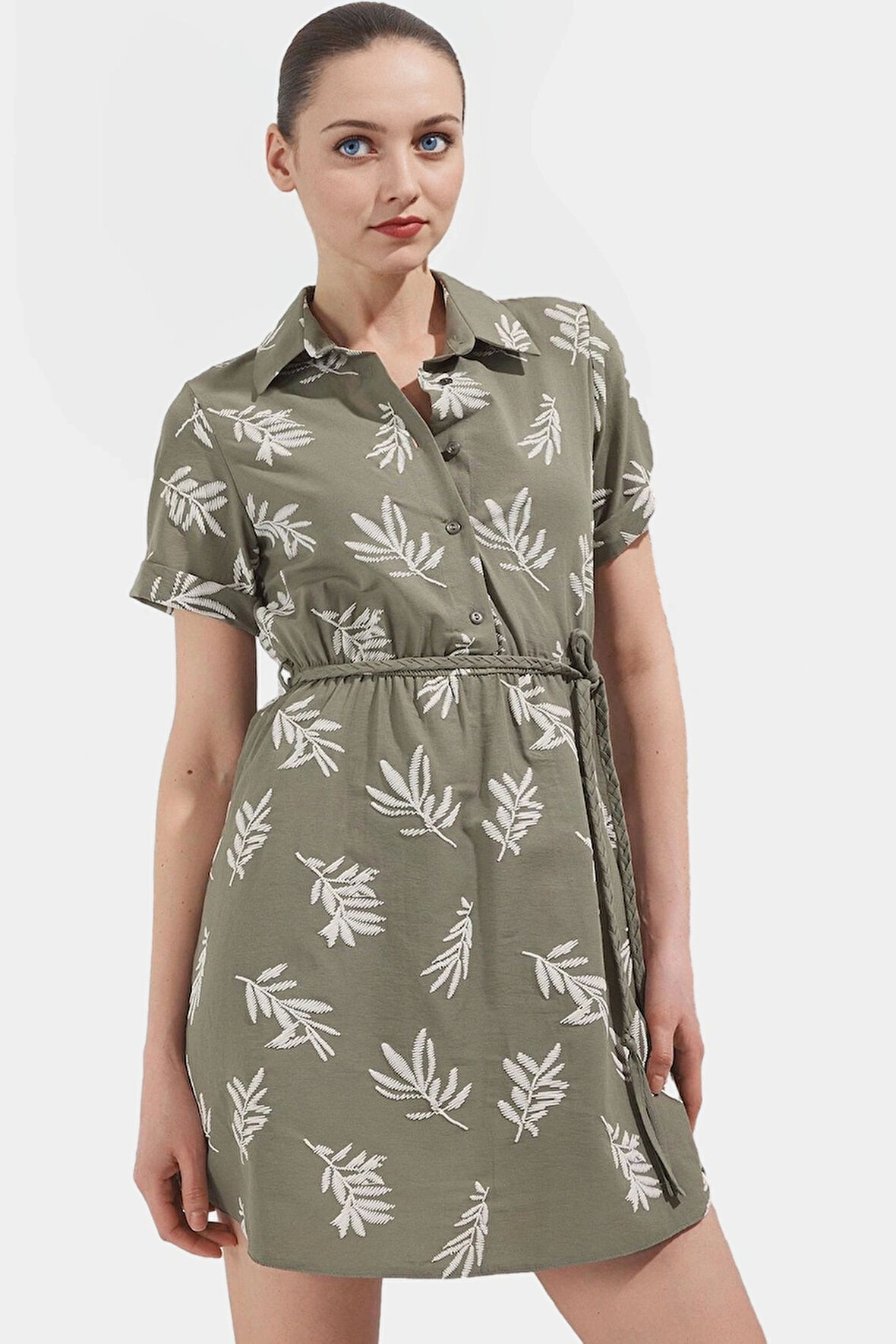 Rahat ve Şık Mini Elbise Çiçek Desenli Dokuma Kumaş Günlük Kullanım Yüksek Kalite