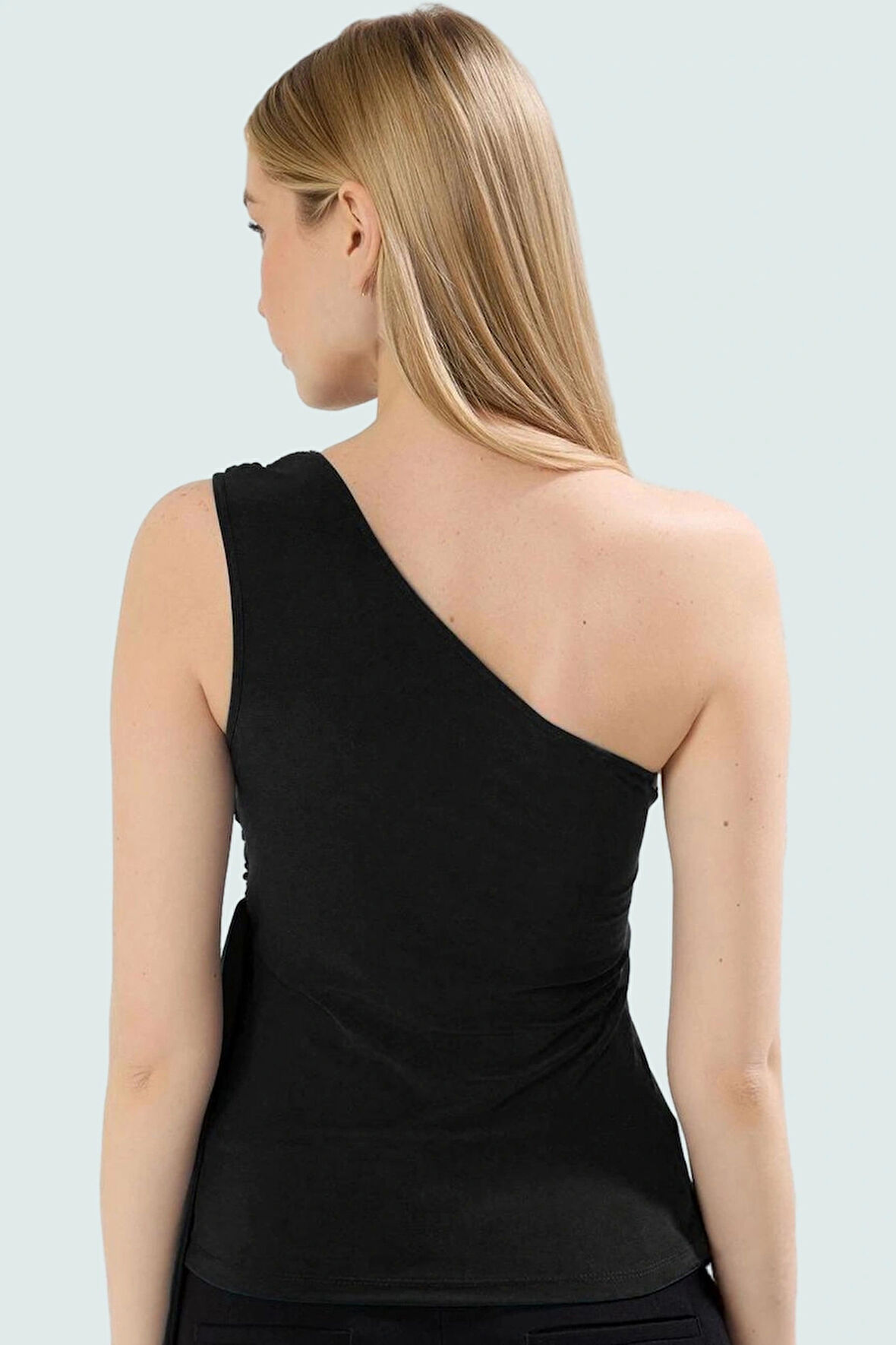 Polyester Elastan Yazlık Bluz Asimetrik Yaka Fitted Kalıp Regular Boy Özenle Seçilmiş