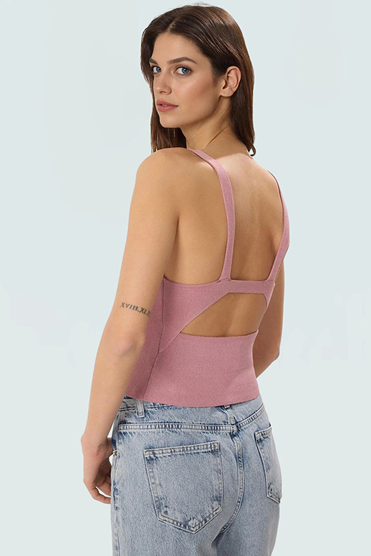 Rahat Triko Bluz V Yaka Kolsuz Fitted Günlük Kullanım Mükemmel Uyum Özel Tasarım