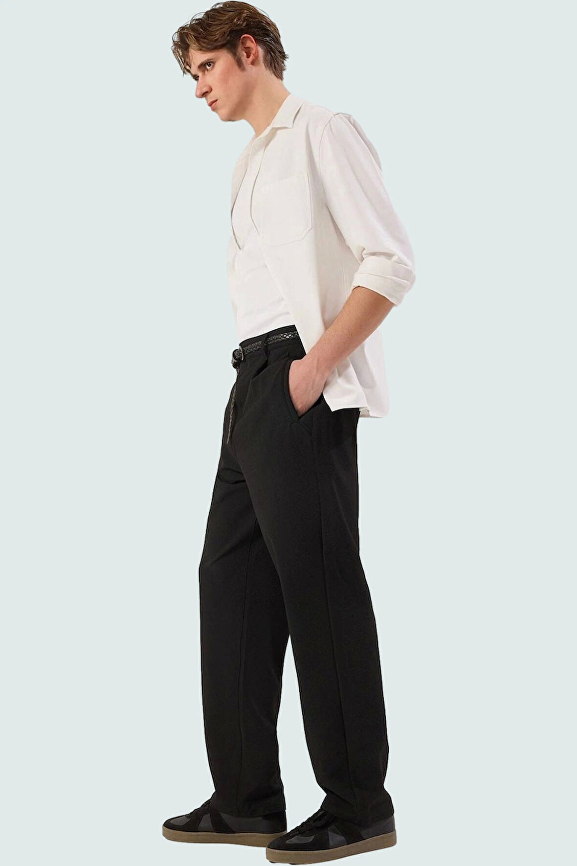 Erkek Modern Boru Paça Pantolon Casual Dokulu Gofre Kumaş Yaz Aylarının Vazgeçilmezi