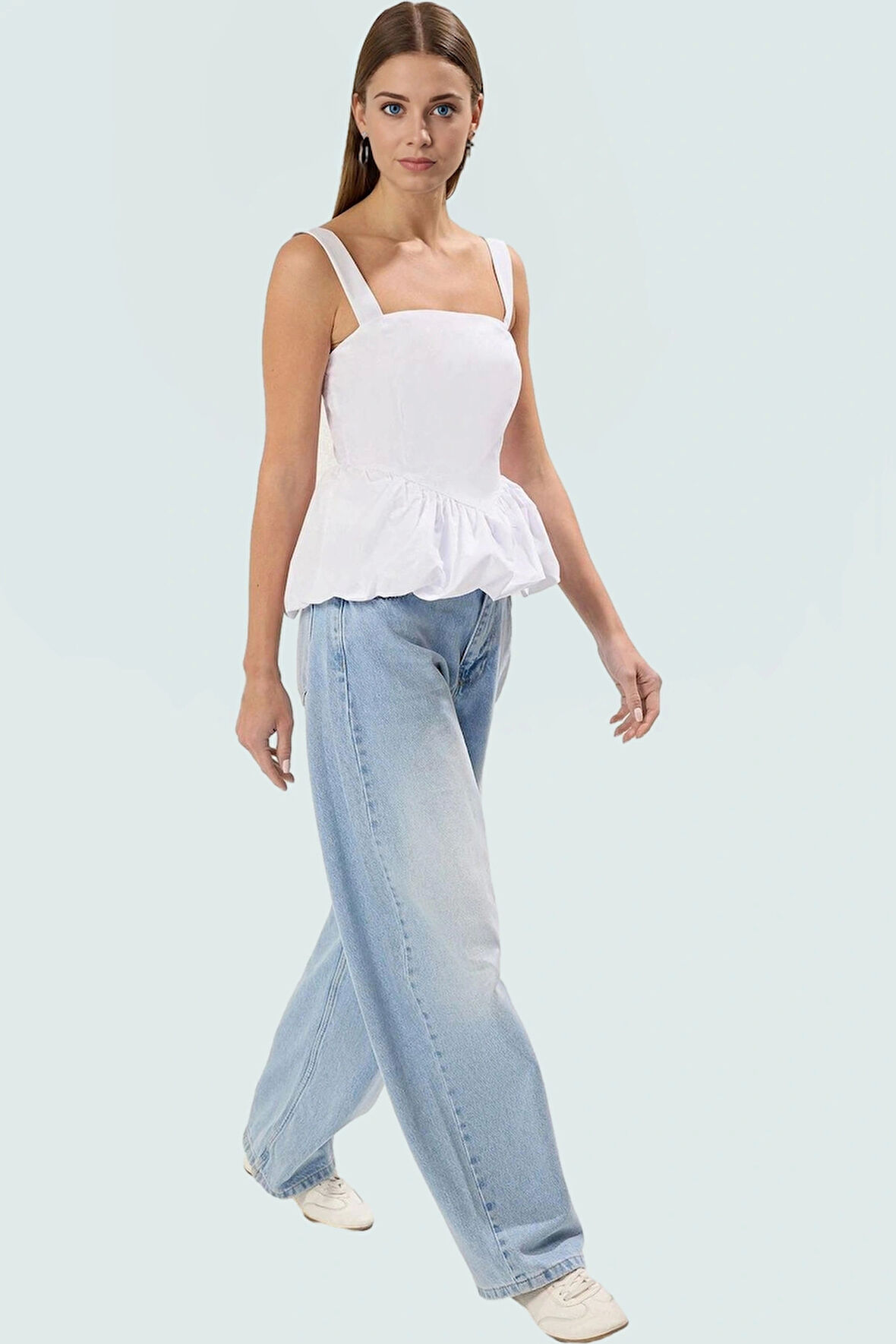 Rahat Bluz Balon Etekli Casual Stil Polyester Pamuk Karışımı Konforlu Kesim Yüksek Kalite