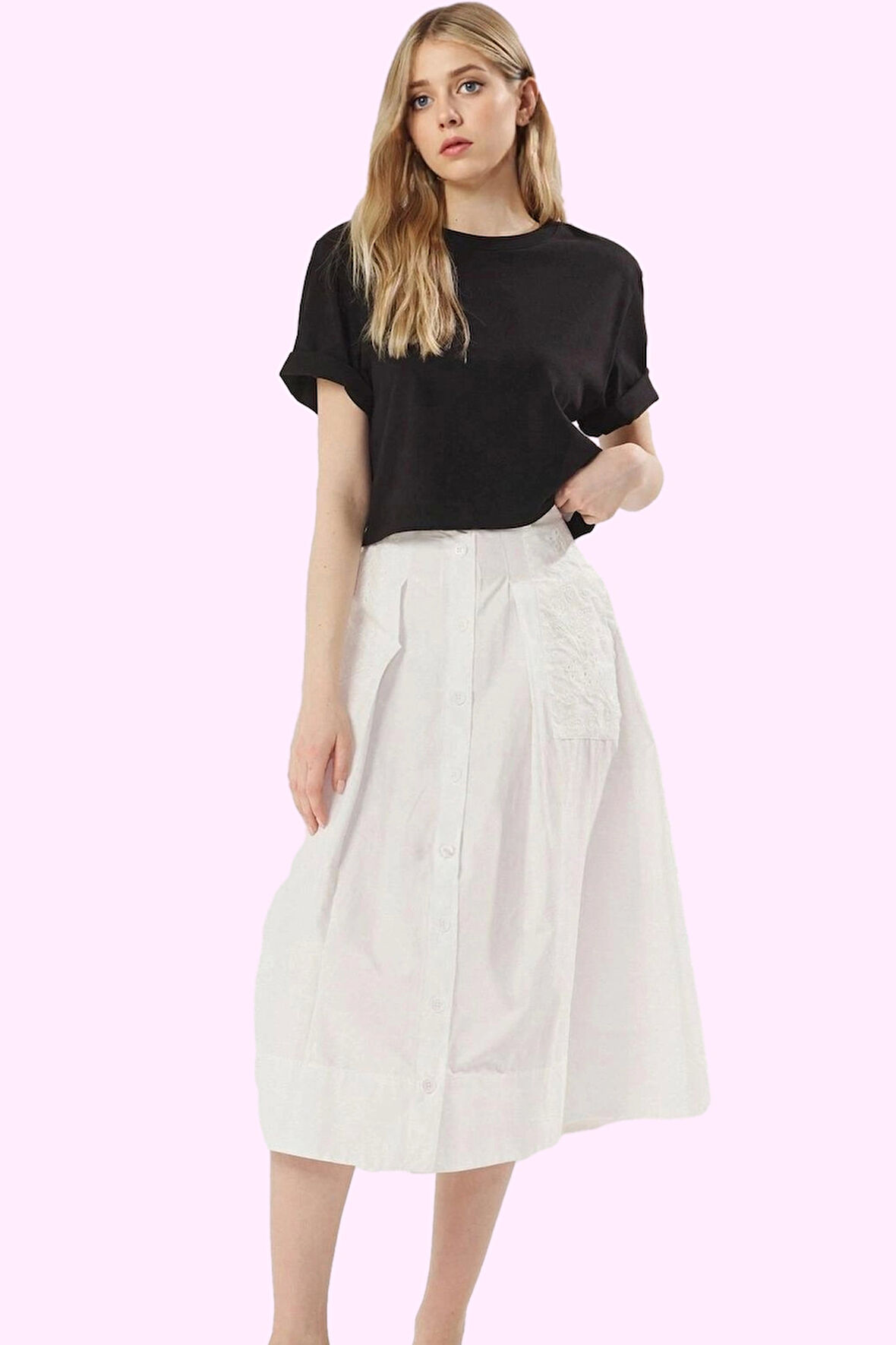 Kadın Yazlık A line Maxi Etek Terrycotton Dokuma Kumaş Günlük Kullanım Yaz Aylarının Vazgeçilmezi