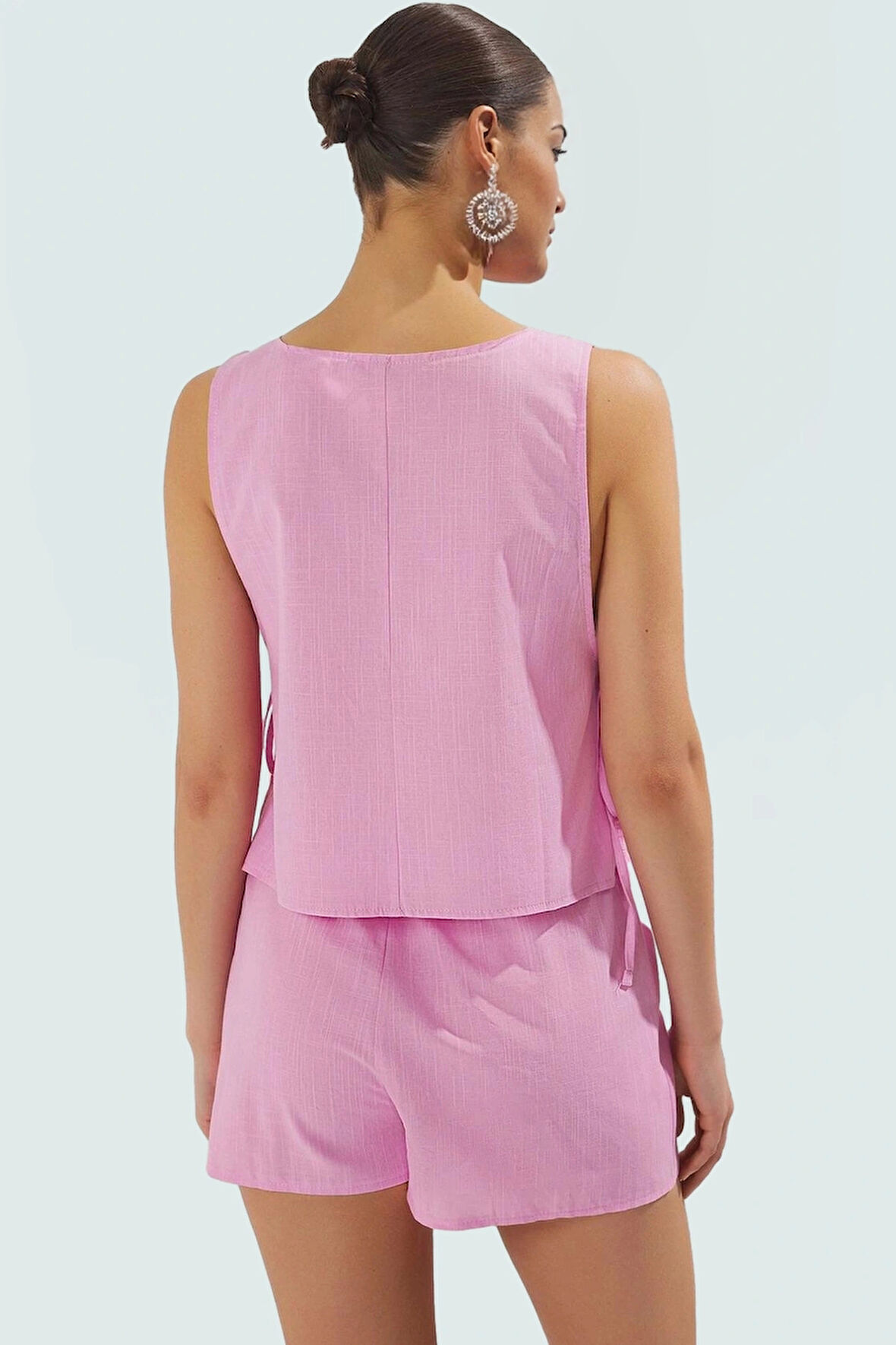 Şık Plaj Takımı Flamlı Pamuk Bluz Şort Yaz İçin Mükemmel Seçim Konforlu Kesim Rahat Ve