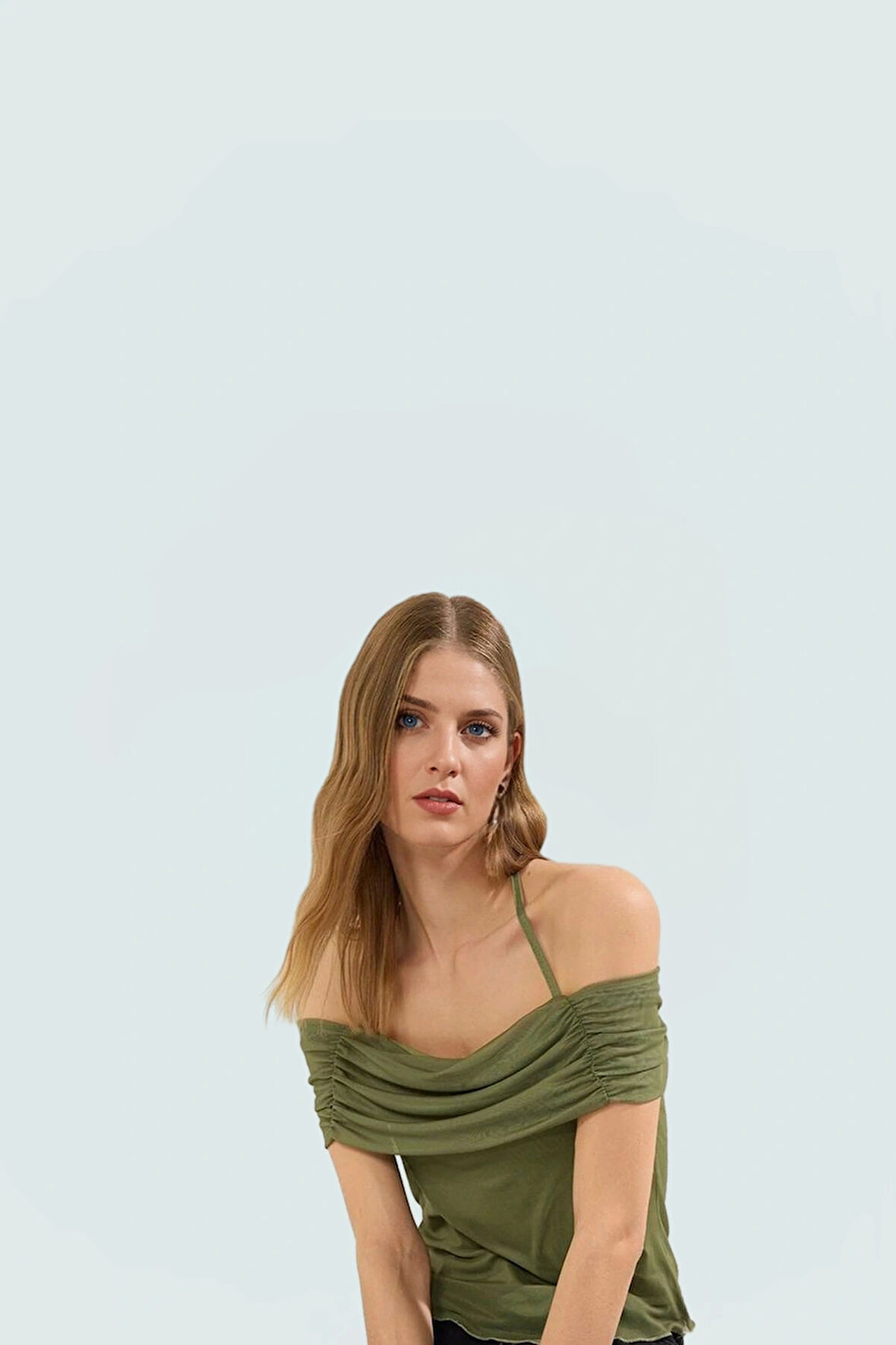 Yazlık Kısa Kollu Astarlı Örme Bluz Carmen Yaka ve Bağlama Detayı Mükemmel Uyum Özel Tasarım