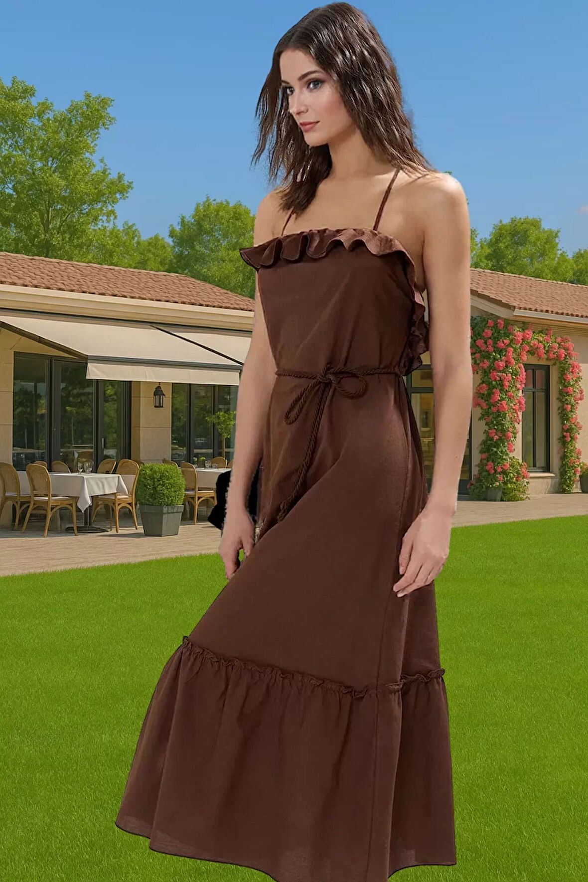 Yazlık Kadın %100 Pamuk Maxi Elbise Kolsuz Vual Dokuma Plaj Şık Görünüm Premium Kalite Yüksek Kalite