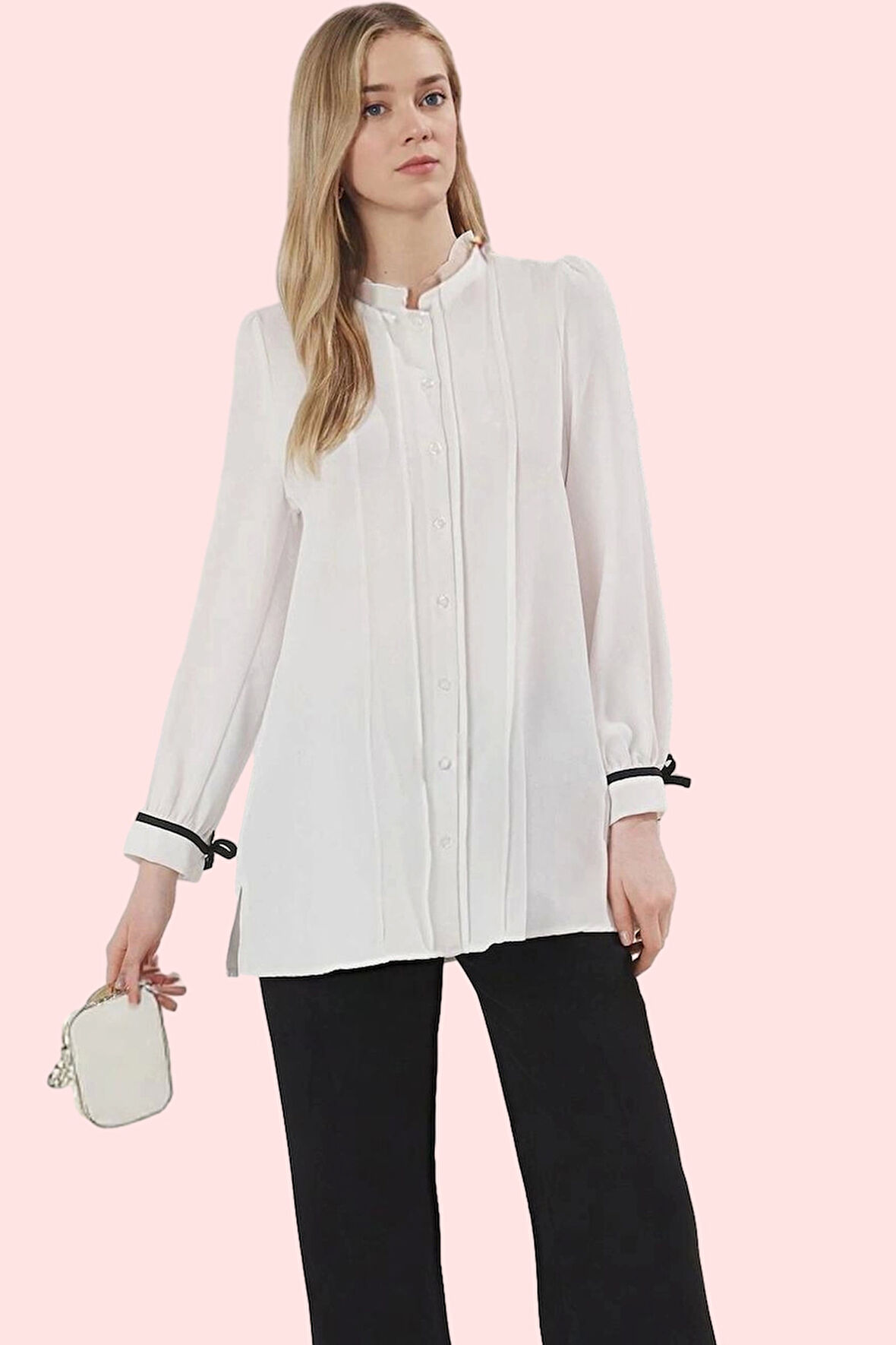 Kadın Polyester Gömlek Basic Siluet Uzun Kollu Dik Yaka Günlük Şıklık Yaz Aylarının Vazgeçilmezi