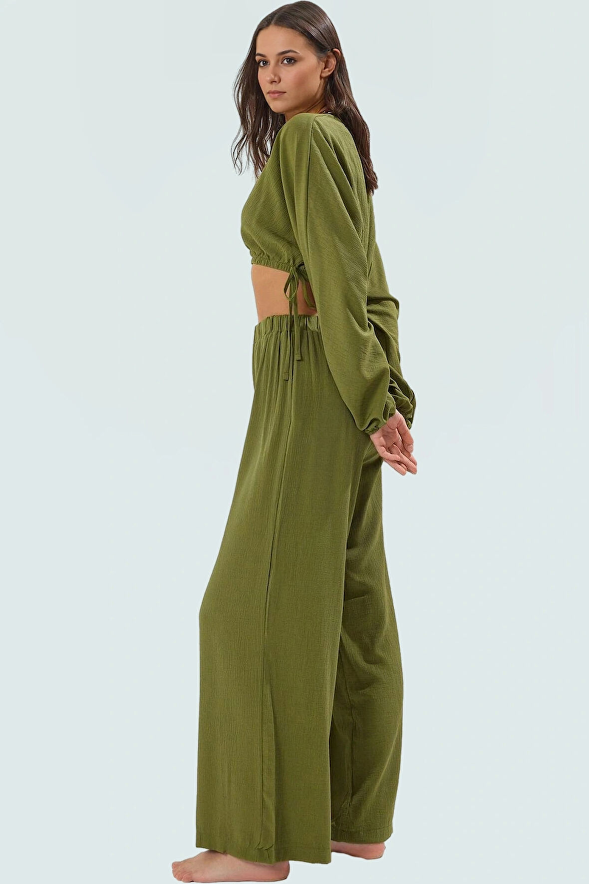 Pamuk Dokuma Bluz Pantolon Takım Plaj ve Günlük Kullanım Özenle Seçilmiş Uzun Ömürlü