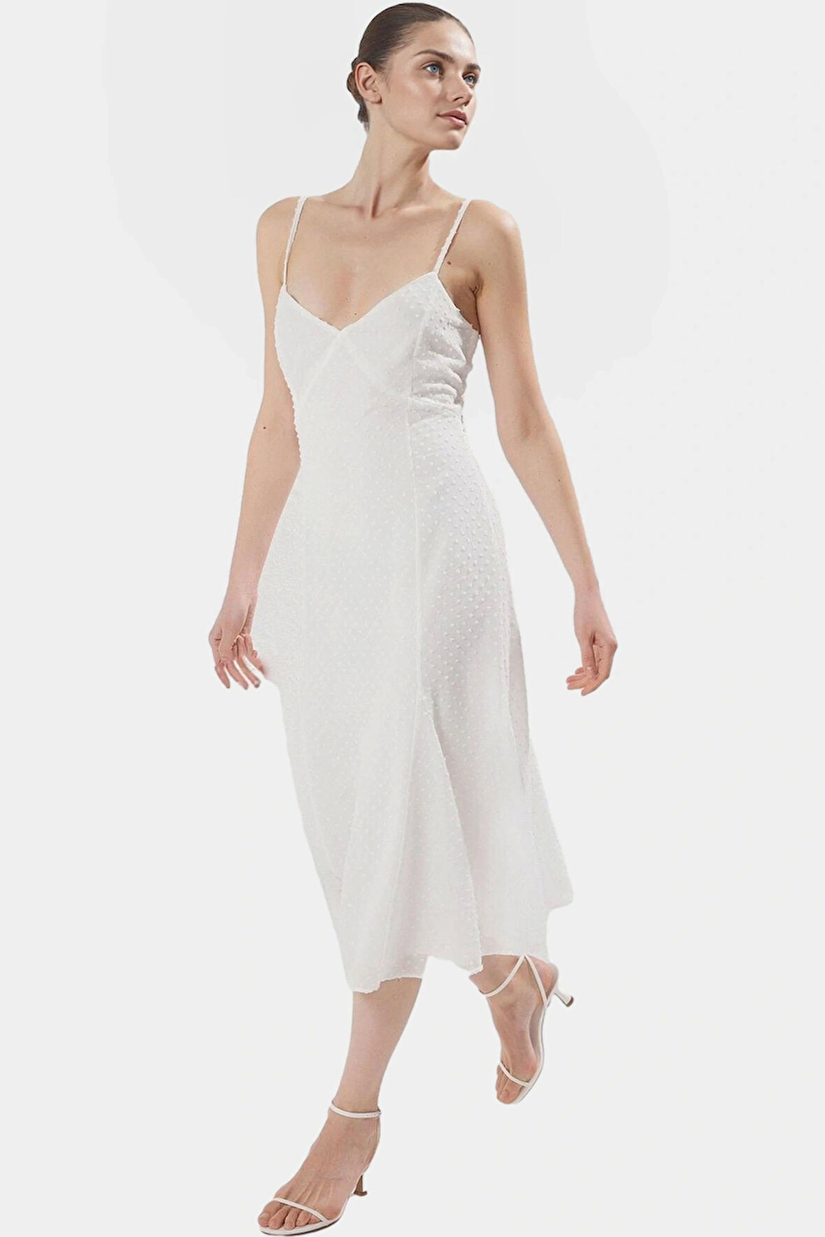 Polyester Şifon Elbise A line Midi Kolsuz Rahat Kullanım Şık Görünüm