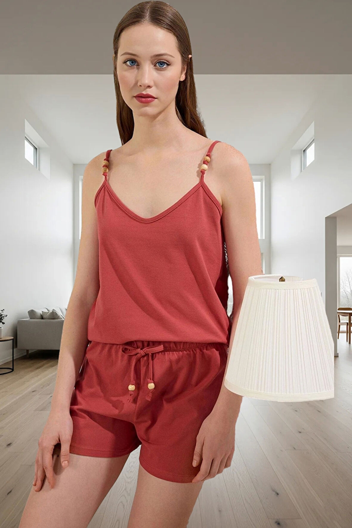 Yazlık %100 Pamuk Homewear Pijama Takımı Regular Boru Paça Özel Tasarım Profesyonel Görünüm