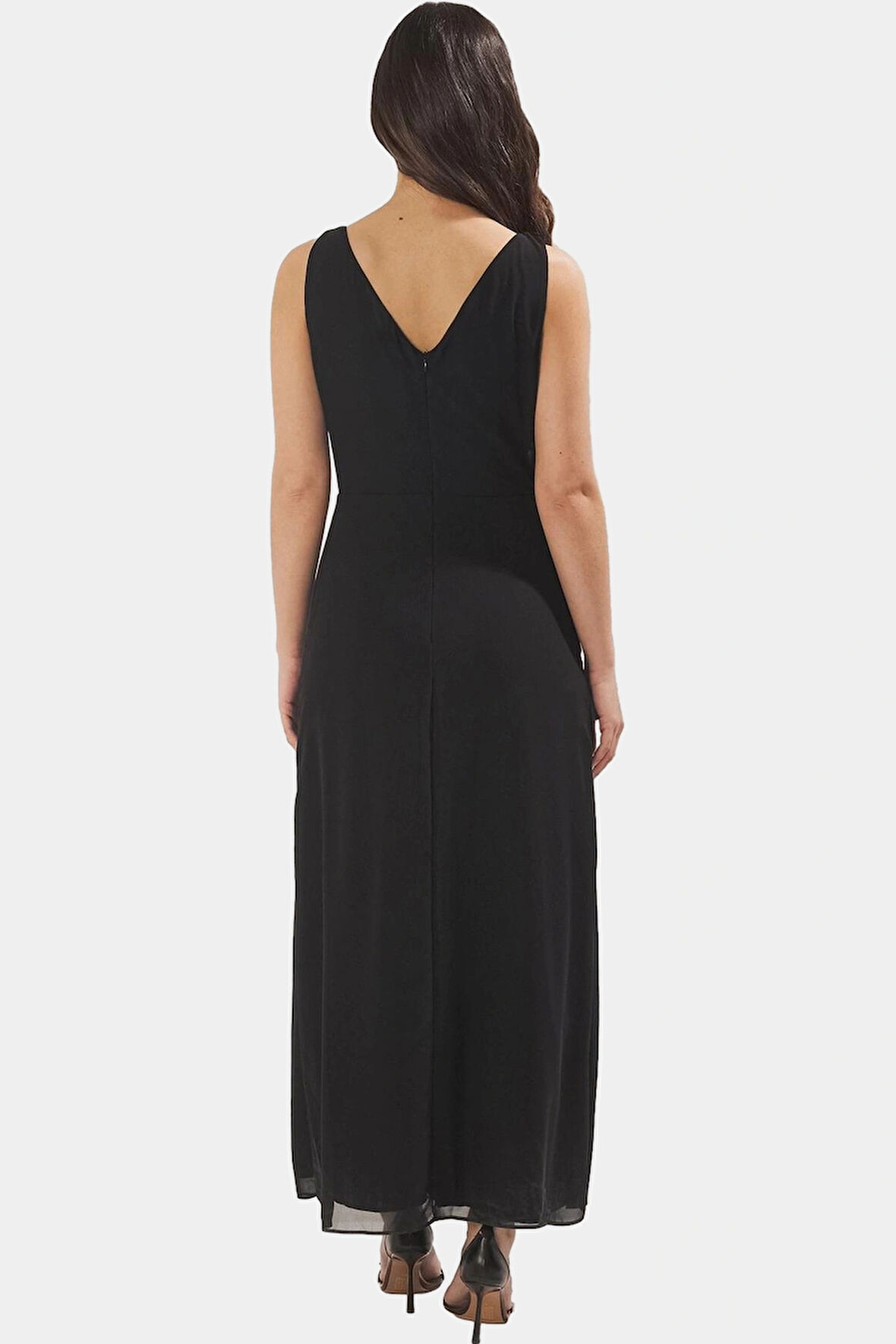 Polyester Şifon Maxi Elbise A line Fırfırlı Dokuma Kumaş Şık Görünüm