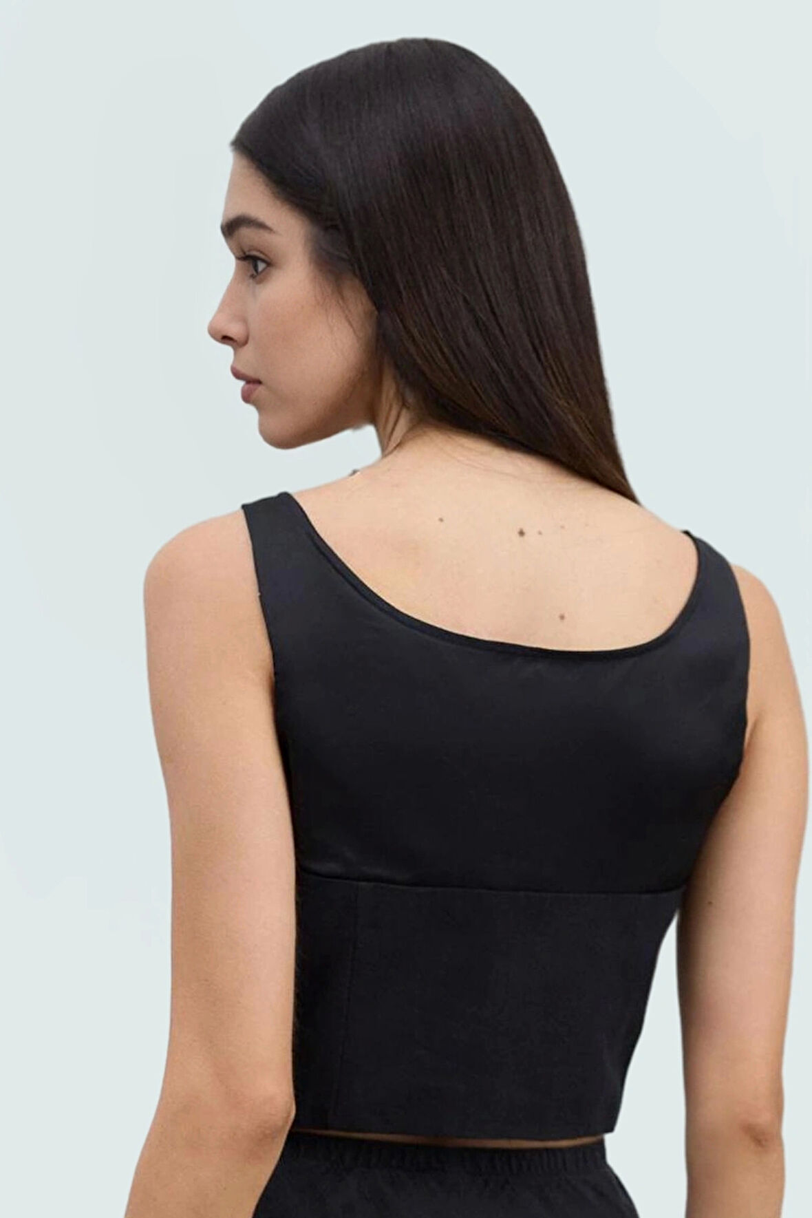 Dokuma Keten Bluz Bisiklet Yaka Kalın Askılı Regular Yazlık Günlük Mükemmel Uyum