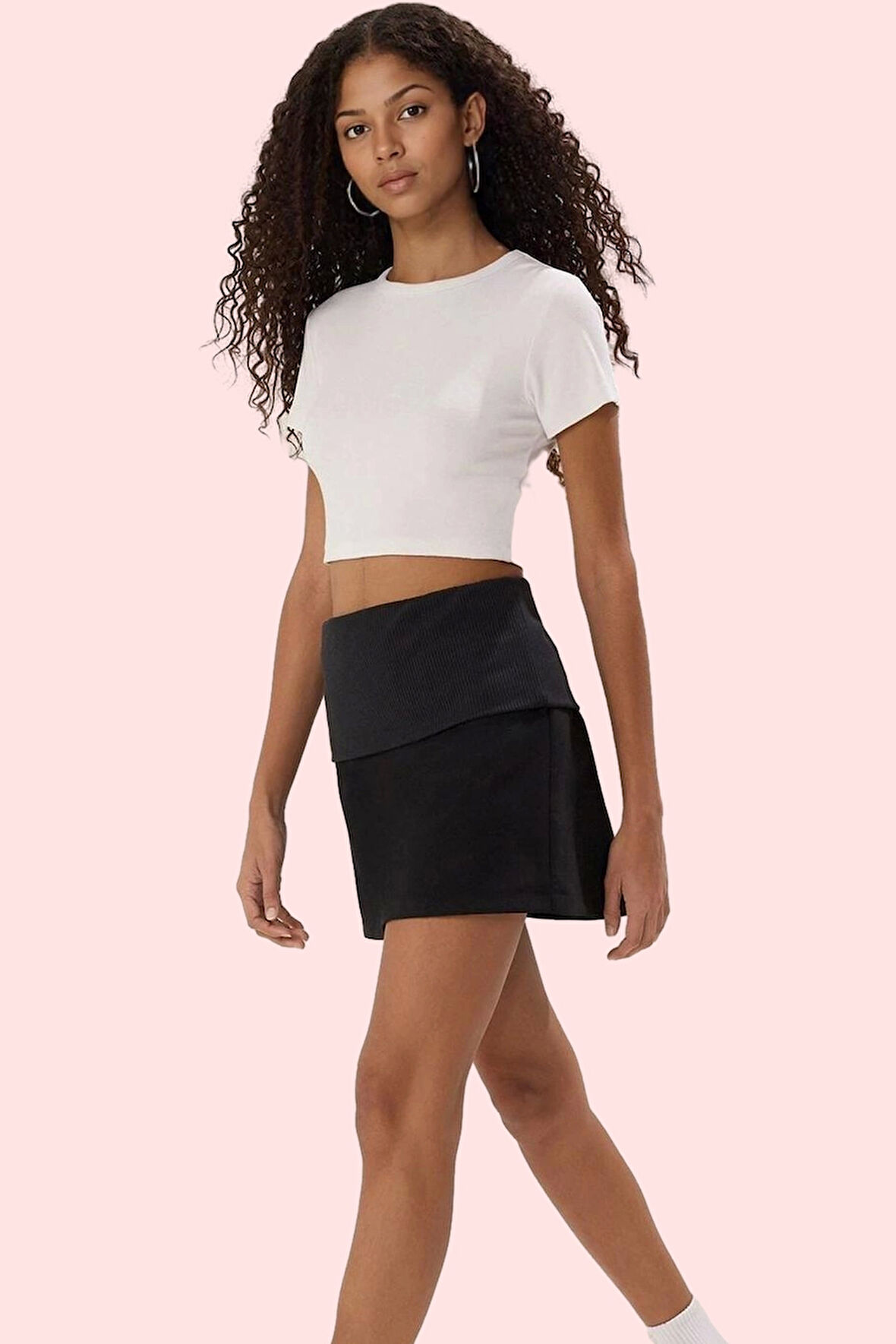 Kadın Kısa Boy Şort Etek Yüksek Bel Dar Paça Dokuma Finike Kumaş Yaz Günlük Kullanım Hafta Sonu