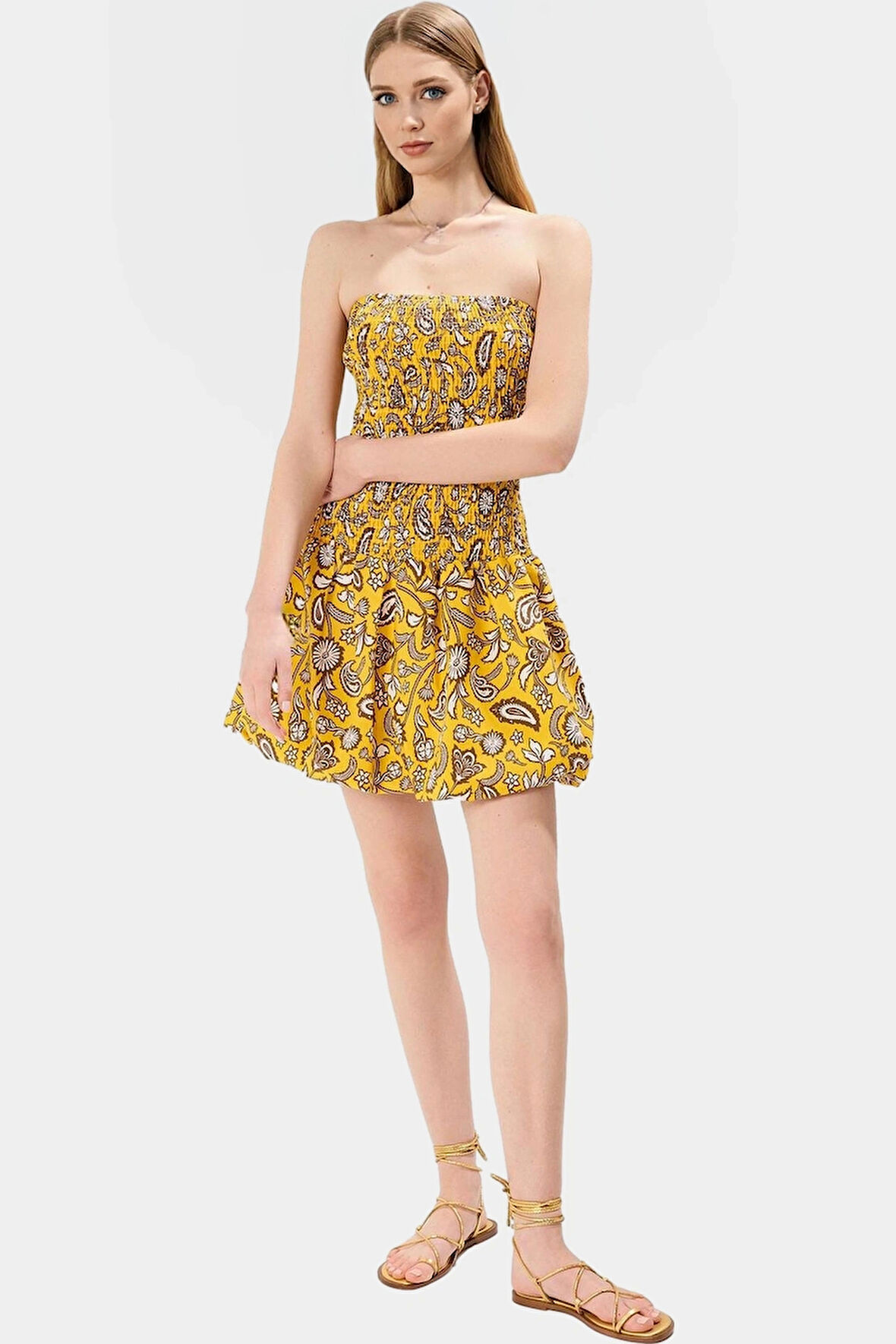 Yazlık Mini Elbise Pamuk Dokuma Ekose Casual Skater Zarifane Tasarım Kaliteli İşçilik