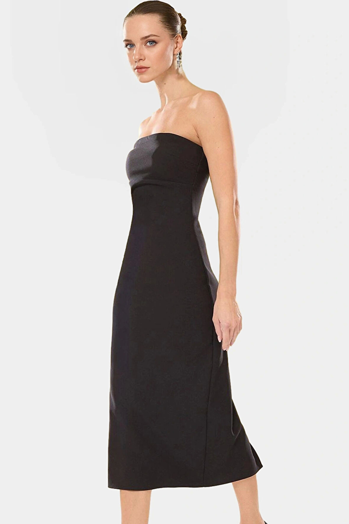 Vücudu Saran Midi Elbise 88% Polyester 12% Elastan Bodycon Özenle Seçilmiş Modern Stil