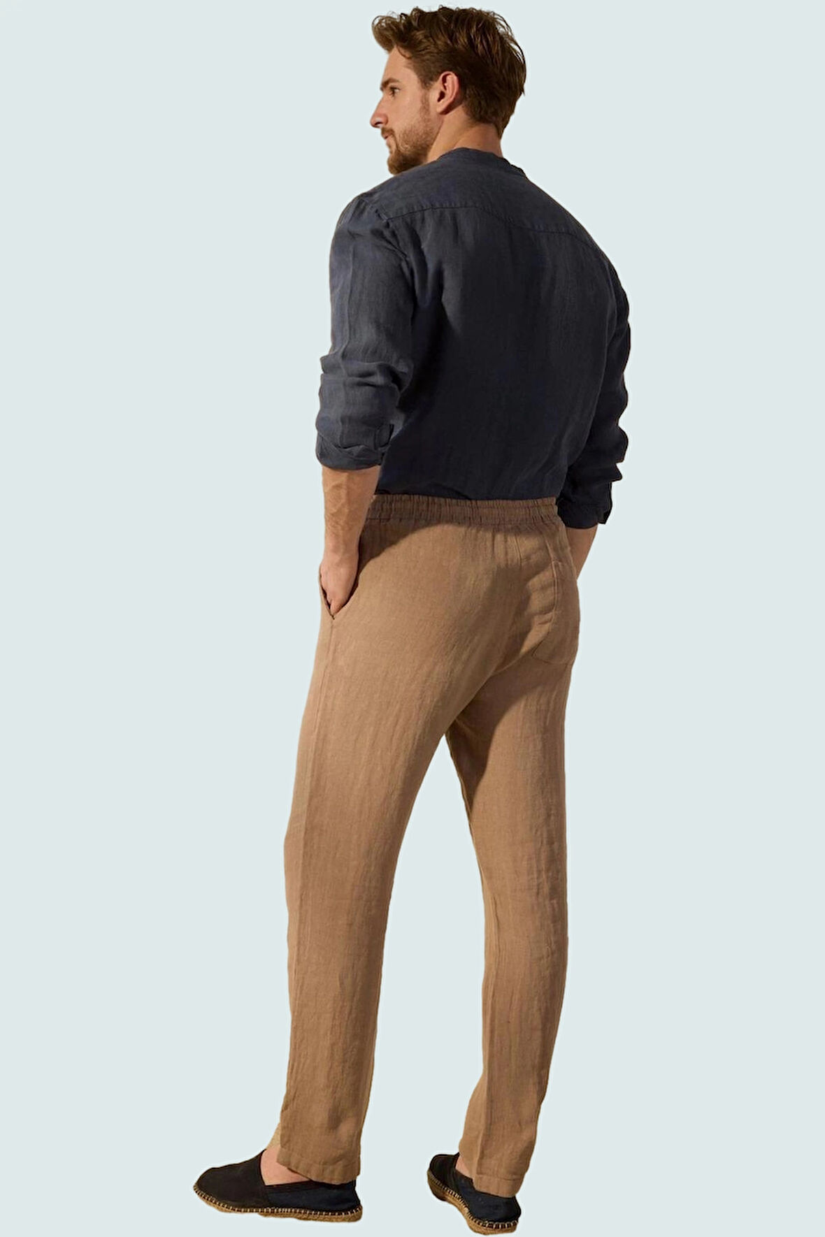 Erkek Dokuma Pantolon Yüksek Bel Boru Paça Yazlık Rahatlık Günlük Kullanım Kaliteli Malzeme