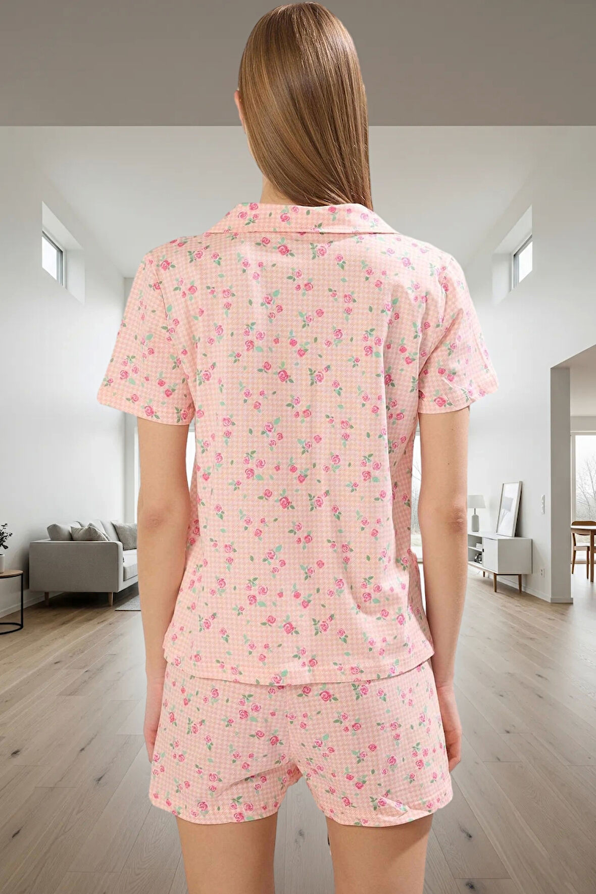 Yazlık %100 Pamuk Örme Pijama Takımı; Şortlu Baskılı Regular Kalıp Konforlu Kesim