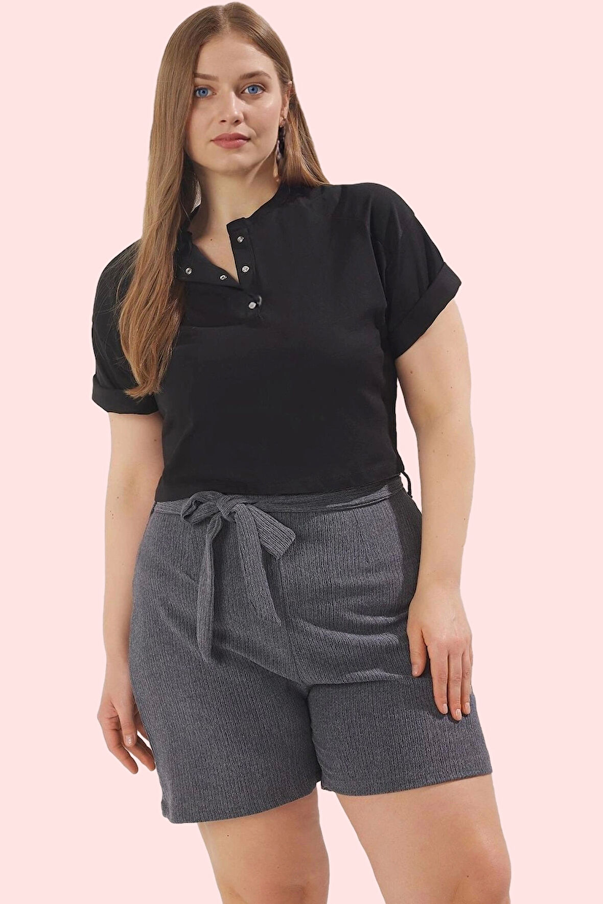 Kadın Yüksek Bel Geniş Paça Şort Regular Büyük Beden Casual Günlük Kullanım Modern Tasarım