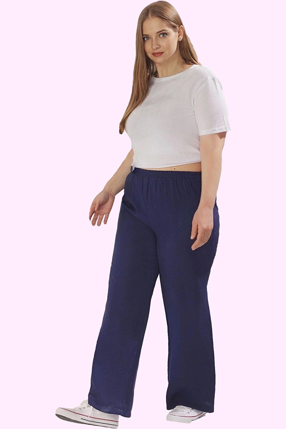 Kadın Viskoz Pamuk Dokuma Pantolon Yüksek Bel Geniş Paça Modern Tasarım Yaz Aylarının Vazgeçilmezi