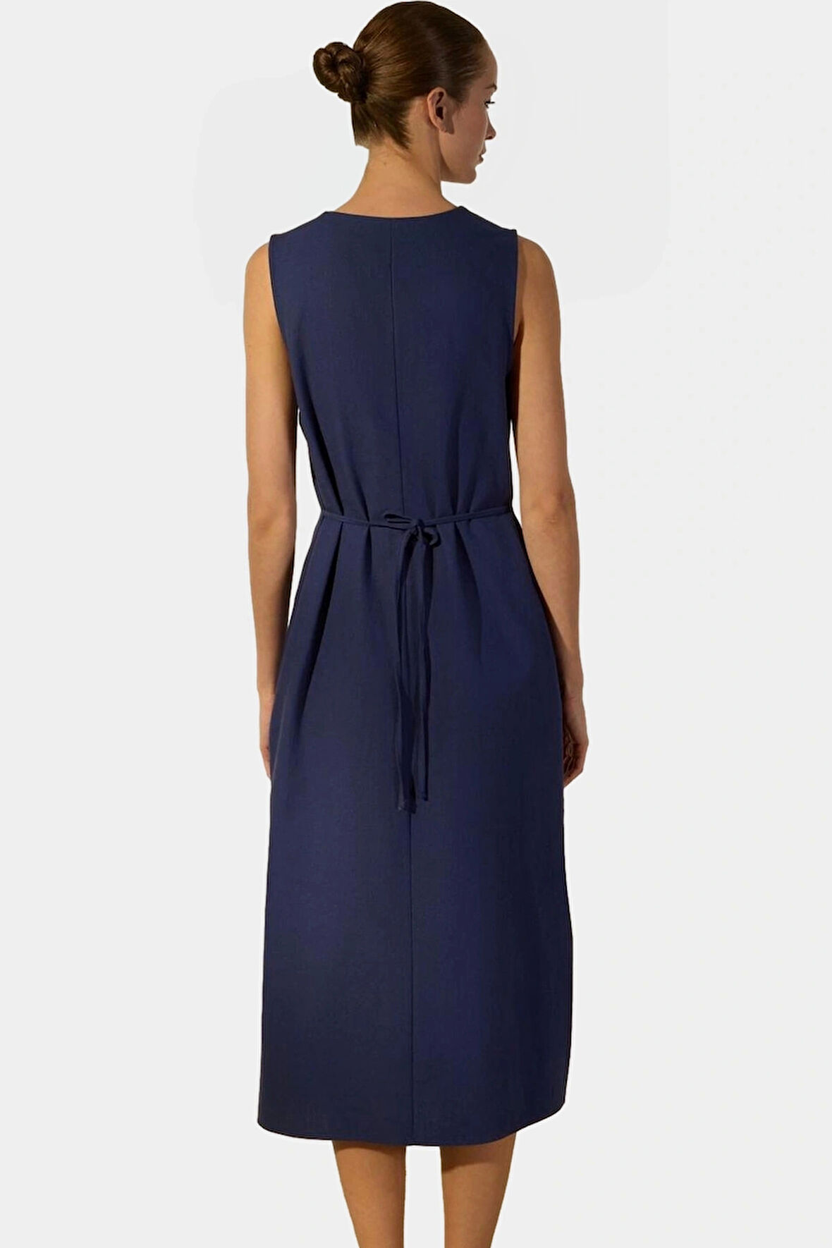 Şık Gömlek Elbise Pamuk Keten Karışımı Midi Boy Kaliteli İşçilik Dayanıklı Malzeme