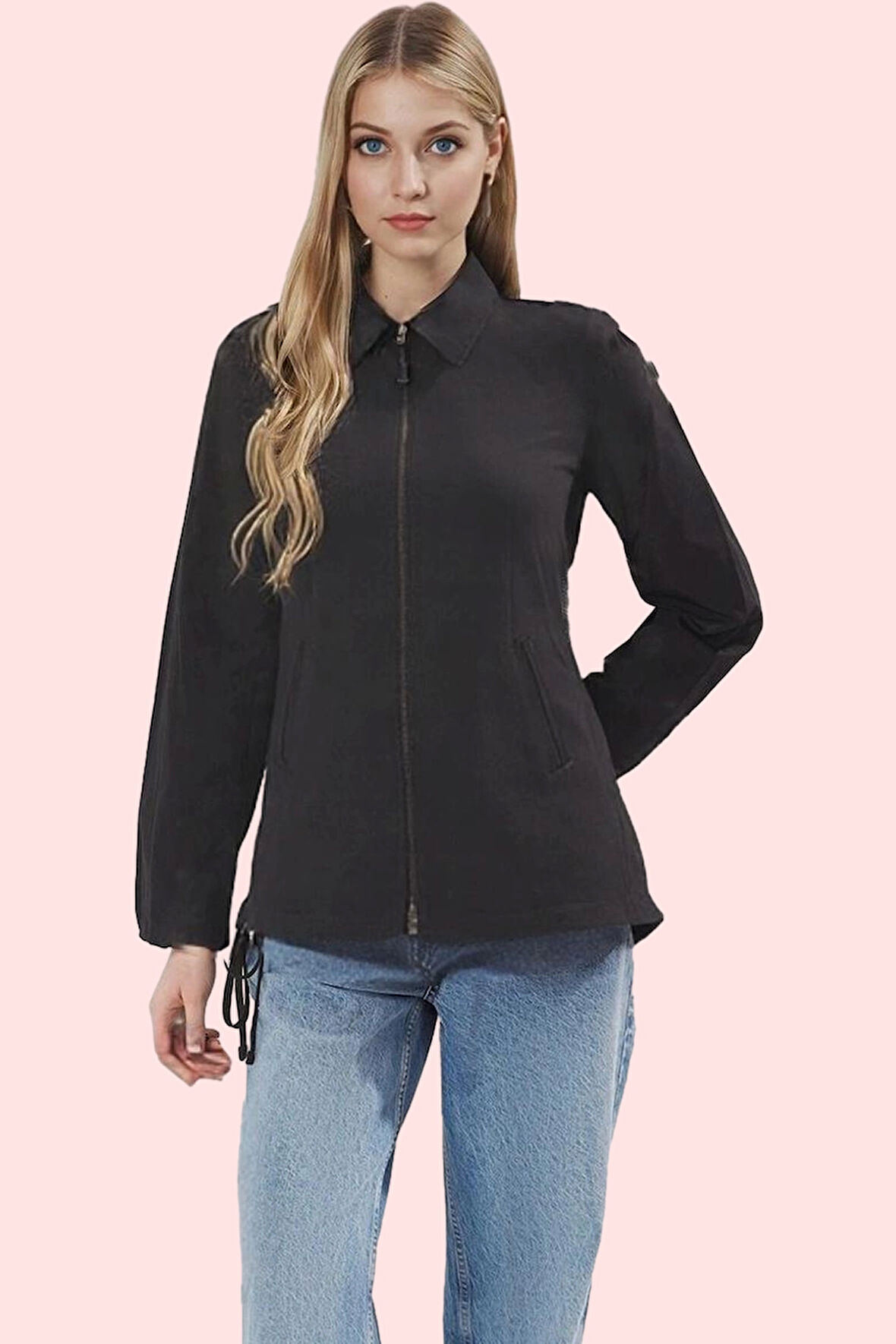 Kadın Basic Siluet Terrycotton Dokuma Gömlek Uzun Kollu Yaka Düz Desen Rahat Günlük Hafta Sonu