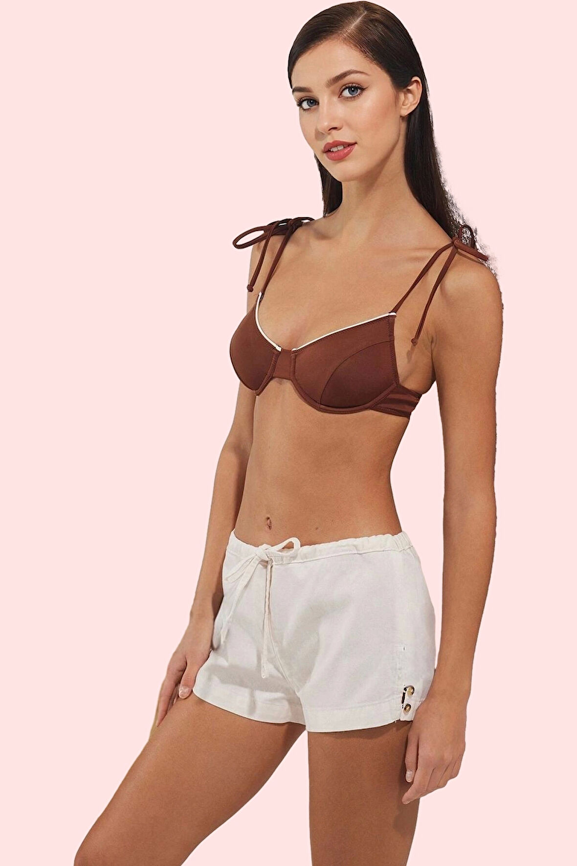 Kadın Yazlık Şort Denim Kumaş Çok Çizgili Desen Geniş Paça Pamuk Rahat Kesim Günlük Kullanım