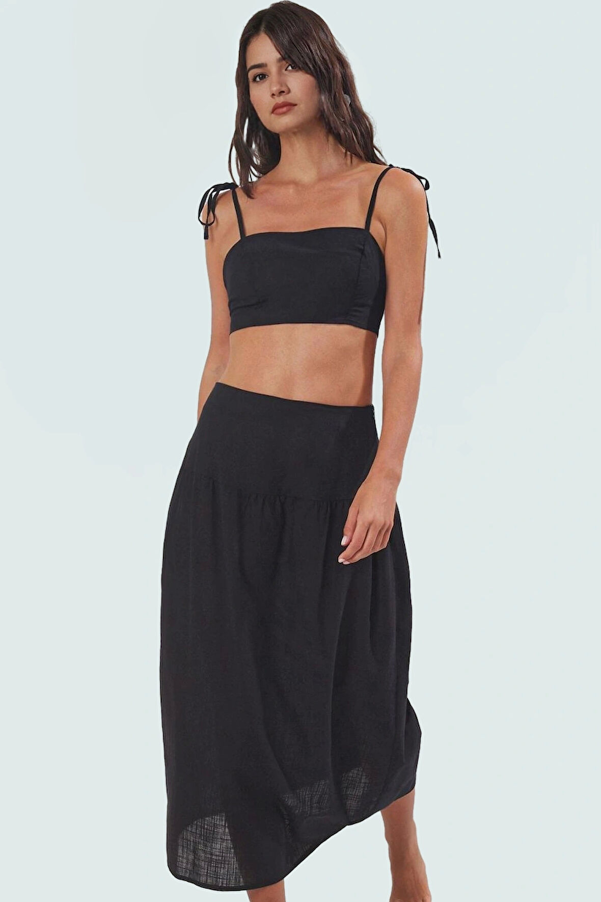 Nefes Alan Pamuklu Dokuma Bluz Etek Takım Oversize Yazlık Dayanıklı Malzeme