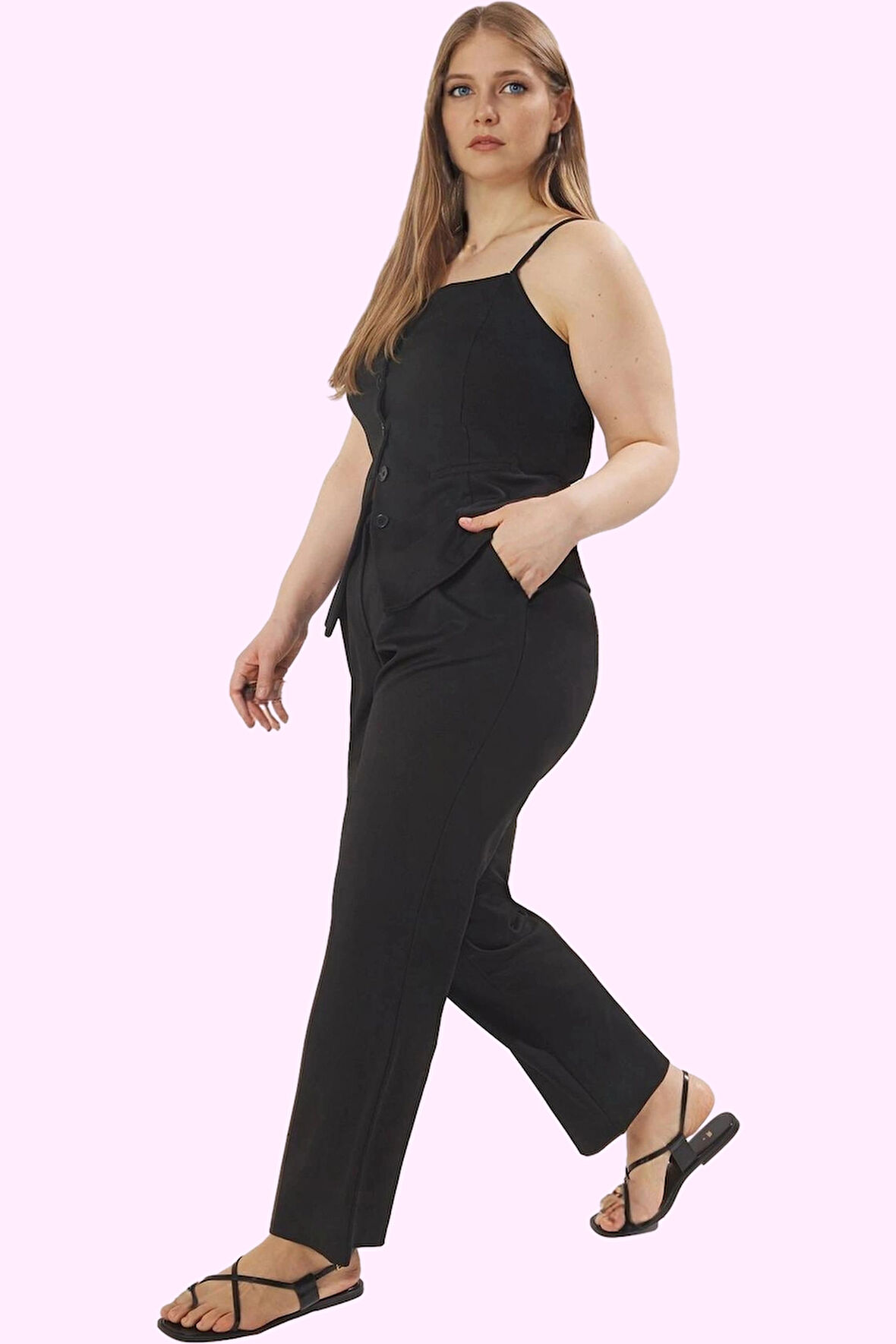 Kadın Finike Dokuma Yüksek Bel Uzun Pantolon Geniş Paça Düz İş Hayatı Yaz Aylarının Vazgeçilmezi