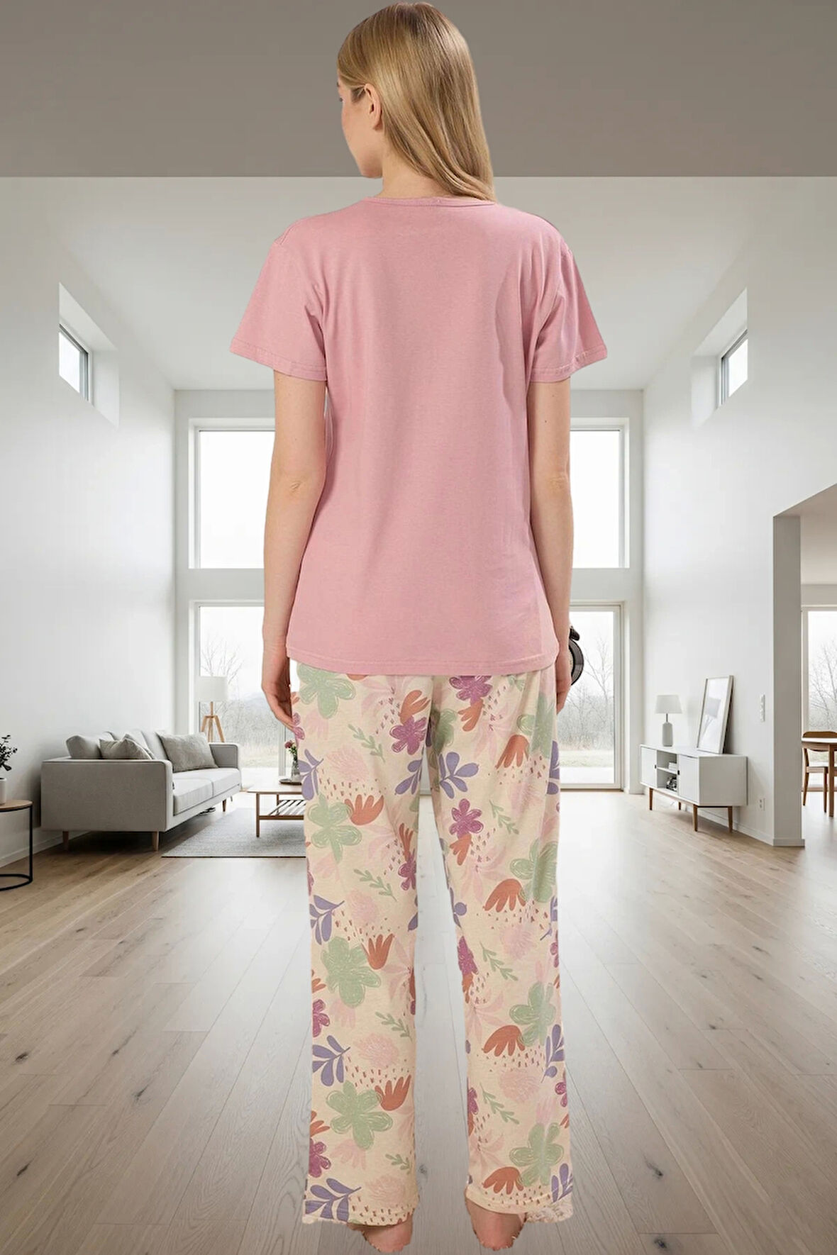 Homewear Koleksiyonu Rahat Yumuşak %100 Pamuklu Pijama Takımı Zarifane Tasarım Ve Şık