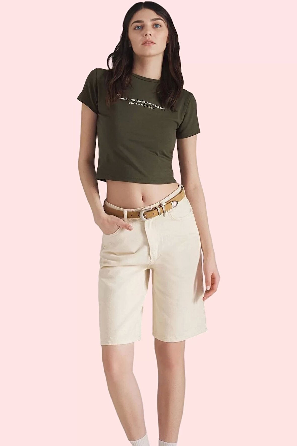 Kadın Yazlık Bermuda Şort Pamuk Normal Bel Geniş Paça Denim Kumaş Günlük Stil Modern Tasarım