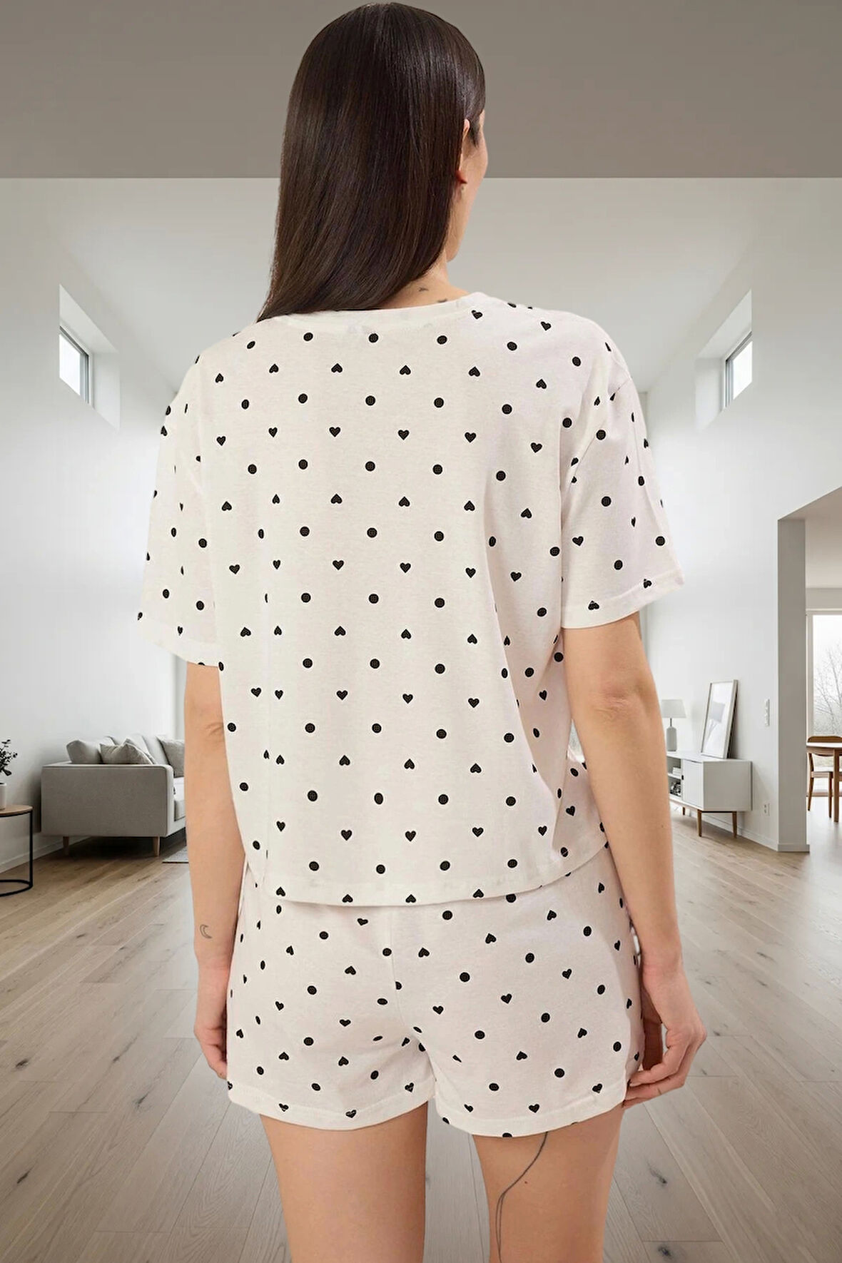 Yazlık Kedi Desenli %100 Pamuk Pijama Takımı Regular Trend Tasarım Premium Kalite