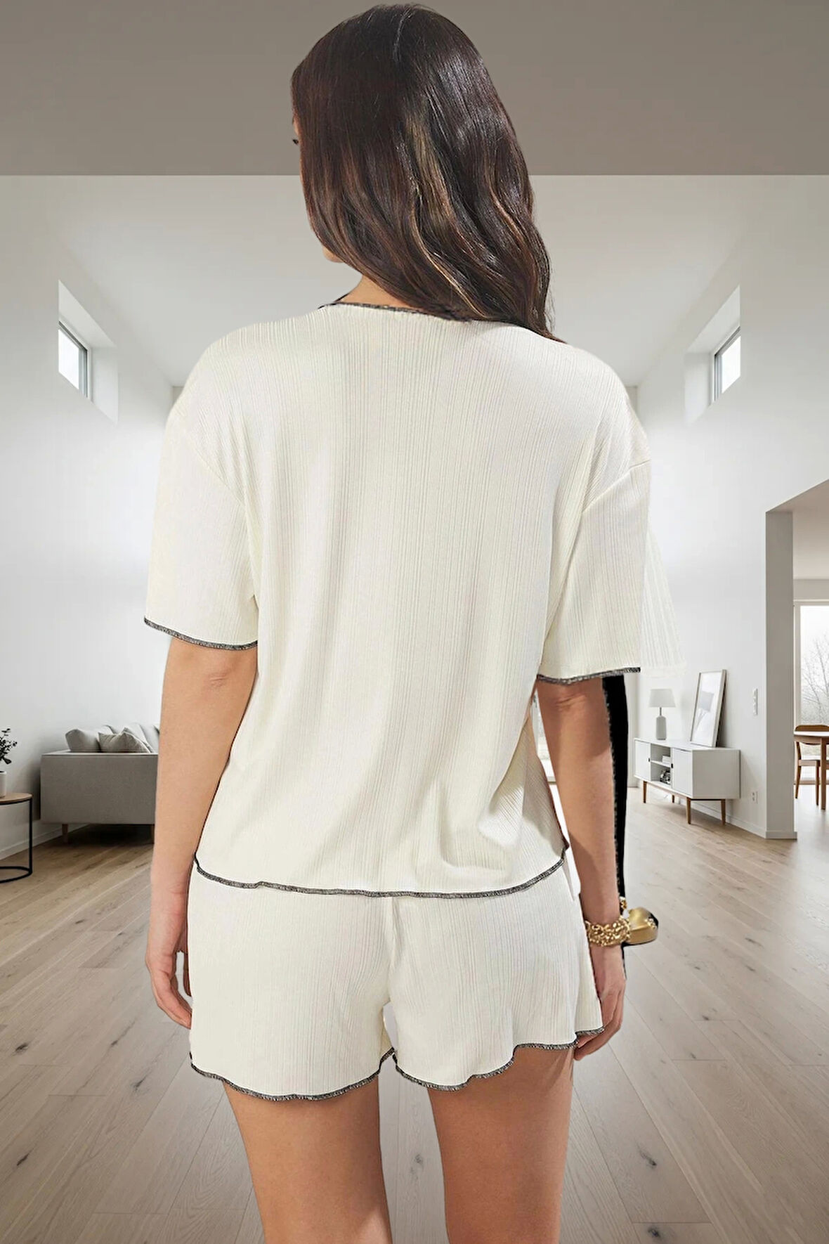 Kaşkorse Örme Şortlu Pijama Takımı Yaz İçin Rahat ve Şık Kaliteli İşçilik Özenle Seçilmiş