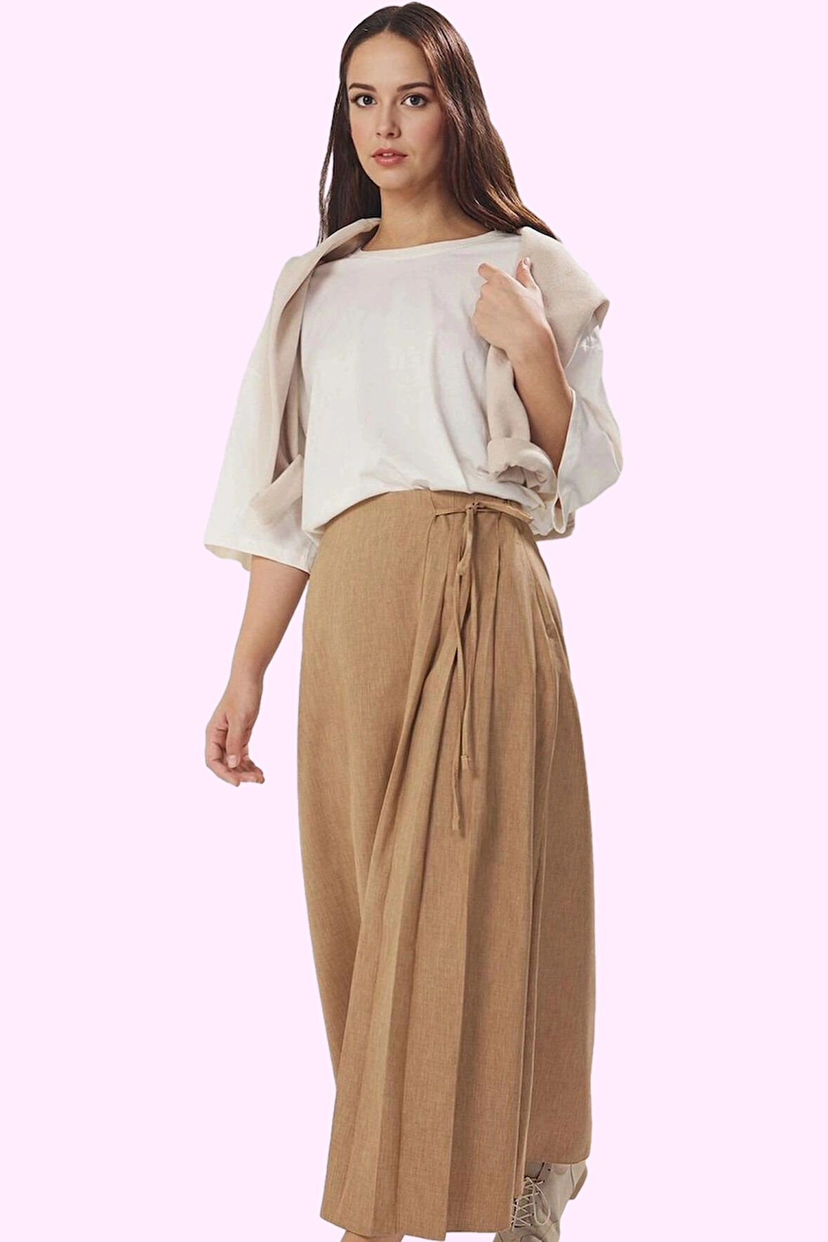 Kadın A line Maxi Etek 100% Polyester Dokuma Kumaş Ramadan Koleksiyonu Ofis Şıklığı Günlük Kullanım