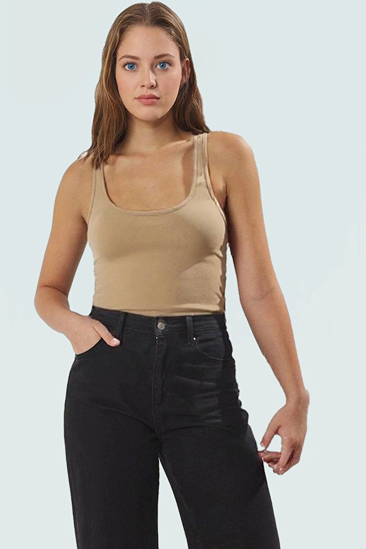 Yazlık Casual Örme Bluz Havuz Yaka Fitted Kalıp Kurdele Detay Premium Kalite Mükemmel Uyum