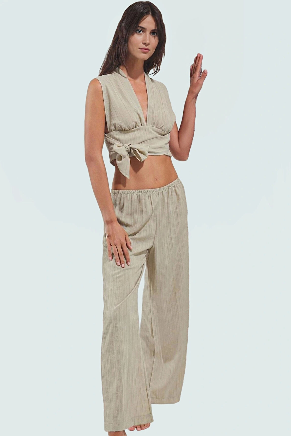 Dokuma Viskoz Plaj Takımı Oversize Yazlık Rahat Özel Tasarım Ve Şık